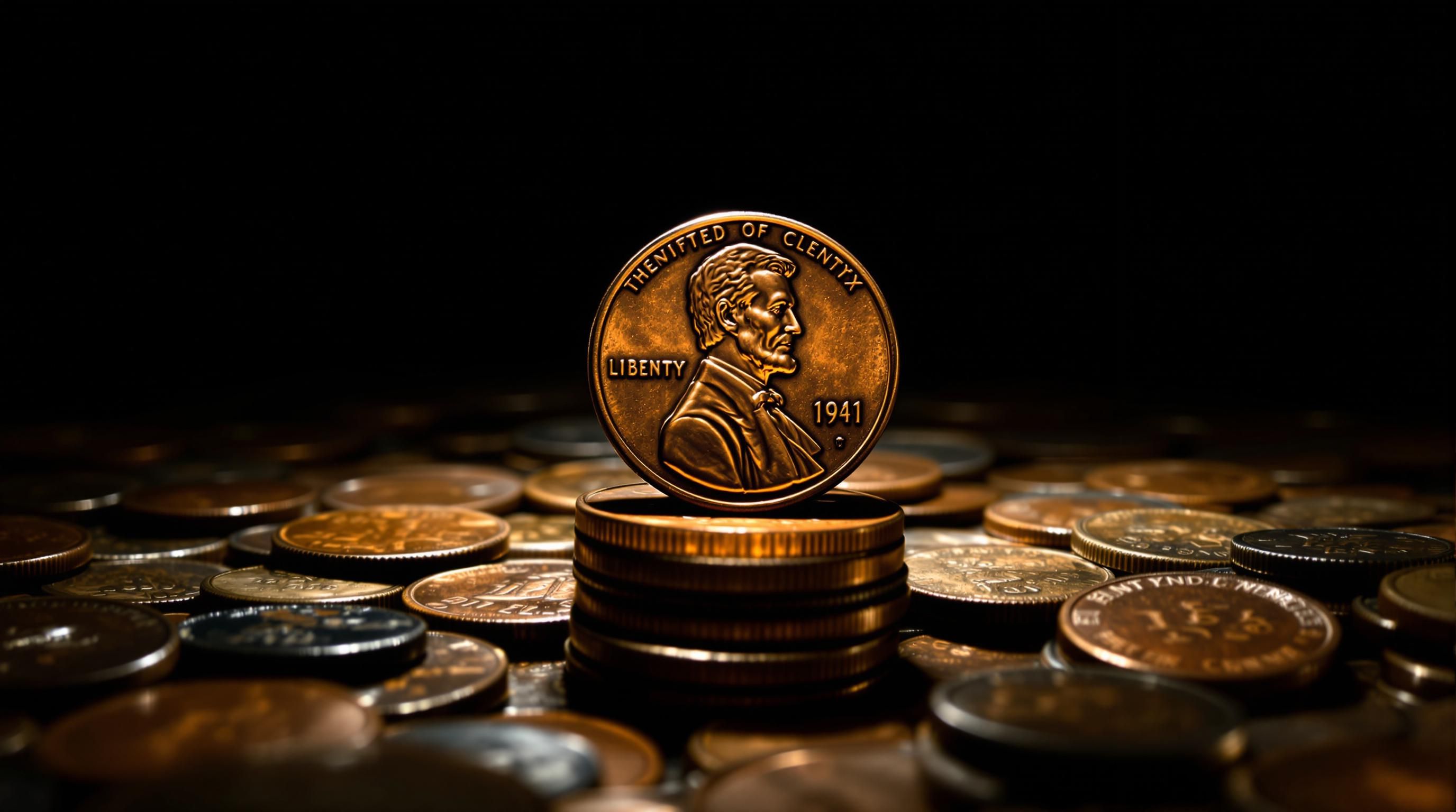 Professional coin grader examining a 1941 penny under magnification