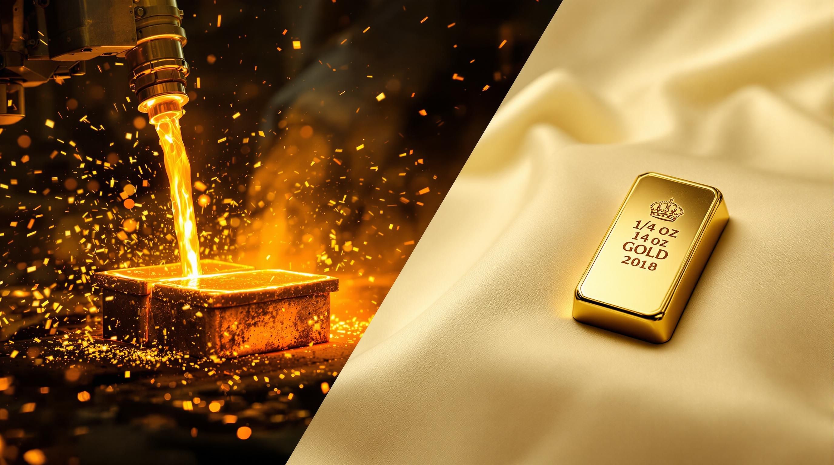 A 1/2 oz gold bar with assay card showing its purity and weight