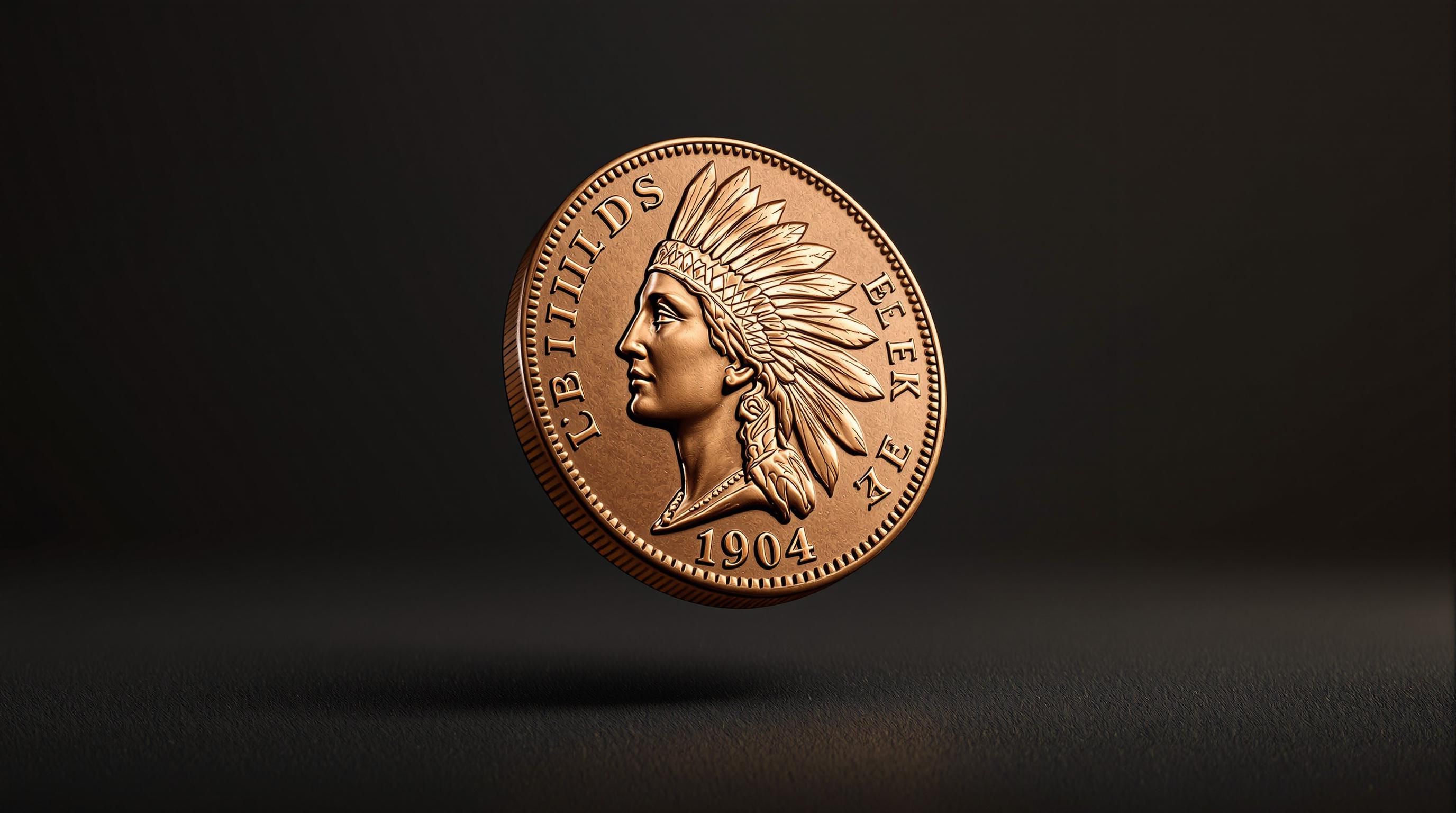 Photograph of a proof 1904 Indian Head penny showing mirror-like fields and frosted details