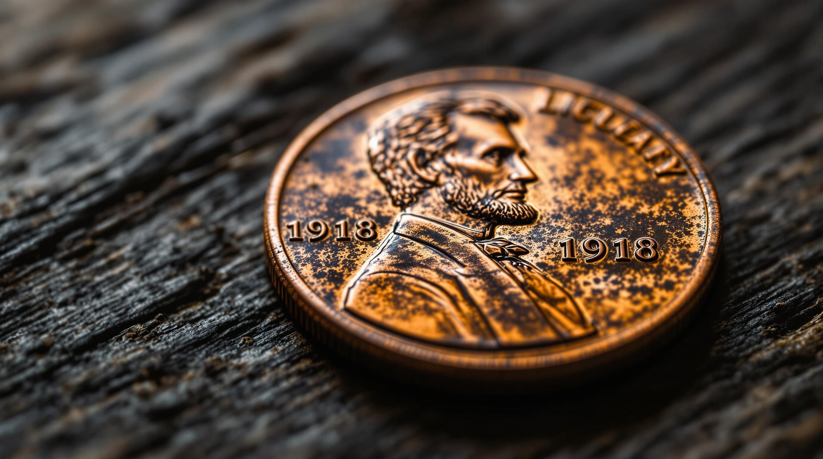 1918 Lincoln wheat penny showing obverse with Lincoln profile and reverse with wheat stalks design