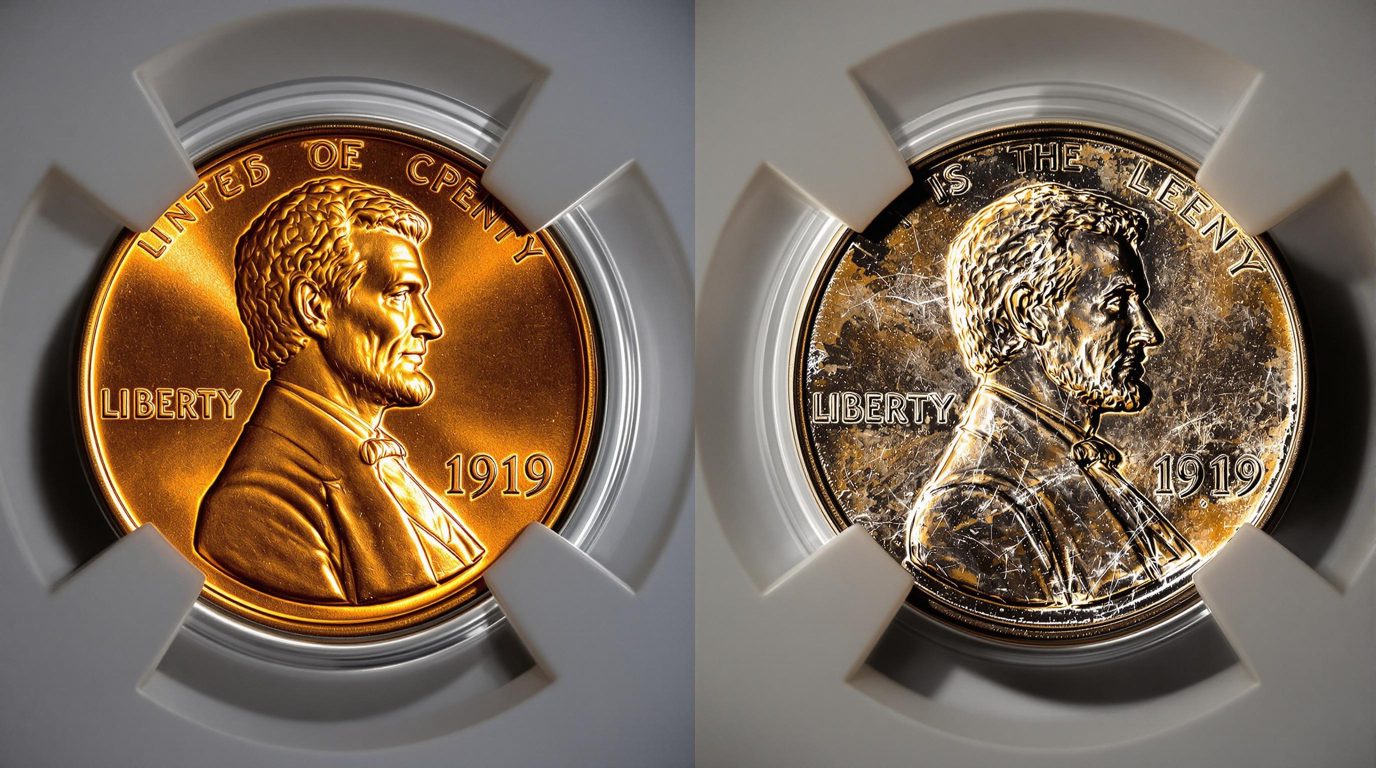 Close-up of 1919-S penny showing mint mark and detail of Lincoln’s profile