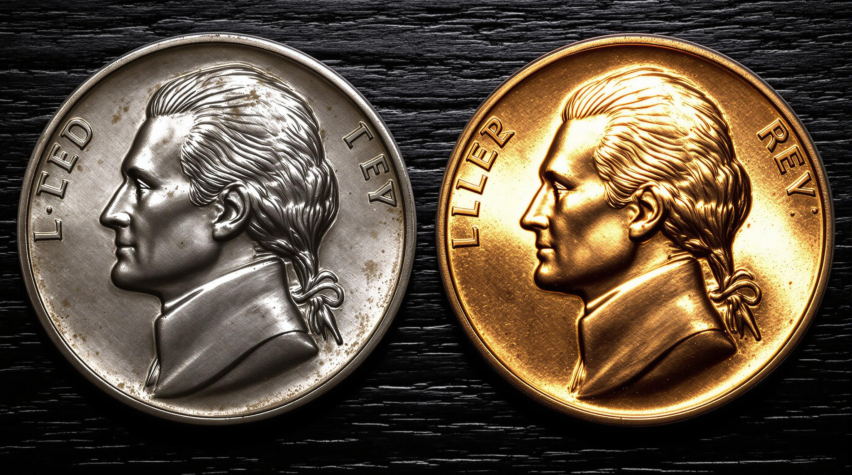 1942 Jefferson Silver War Nickel showing the large mint mark above Monticello