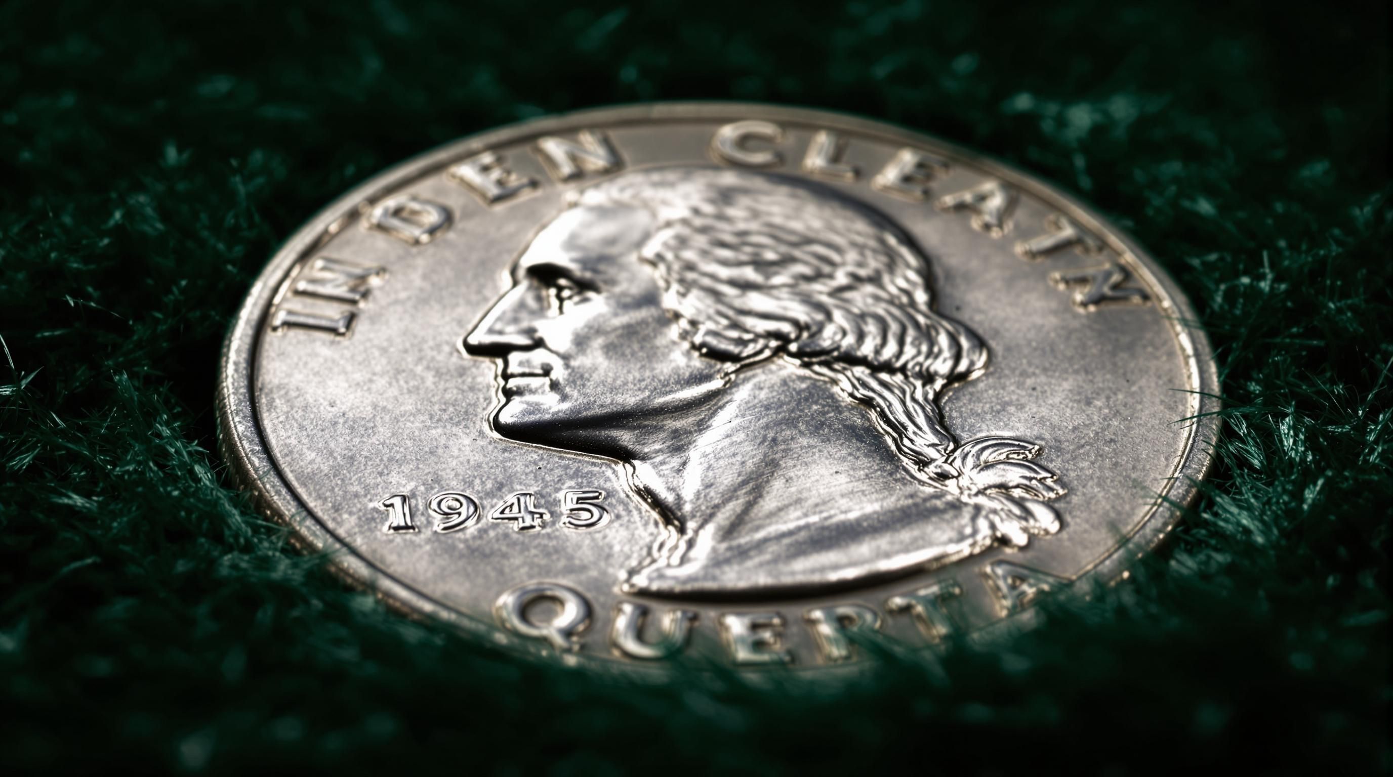 1945 Washington Silver Quarter showing obverse with George Washington portrait and mint mark location