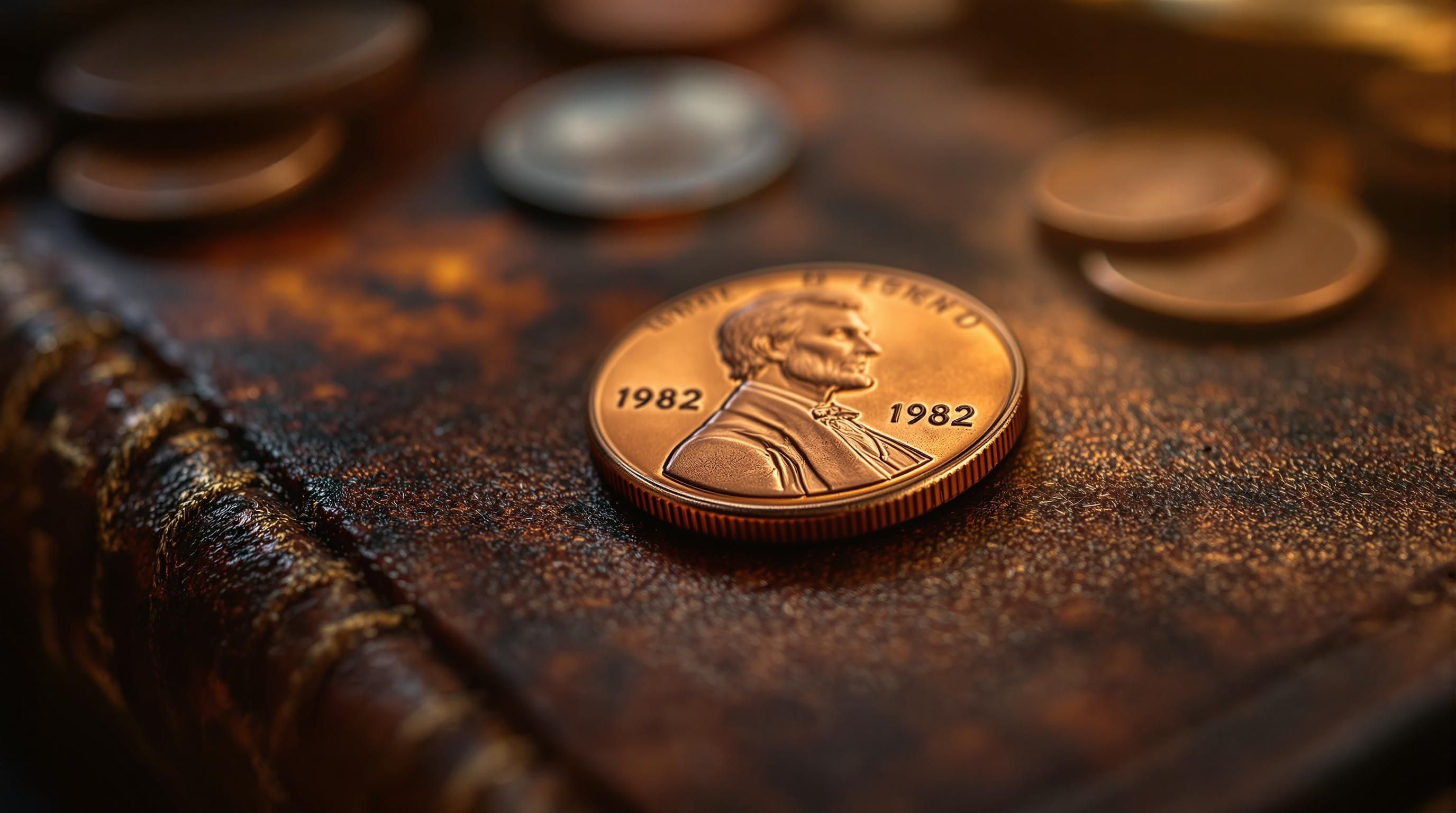 1982-D penny obverse and reverse with Denver mint mark highlighted