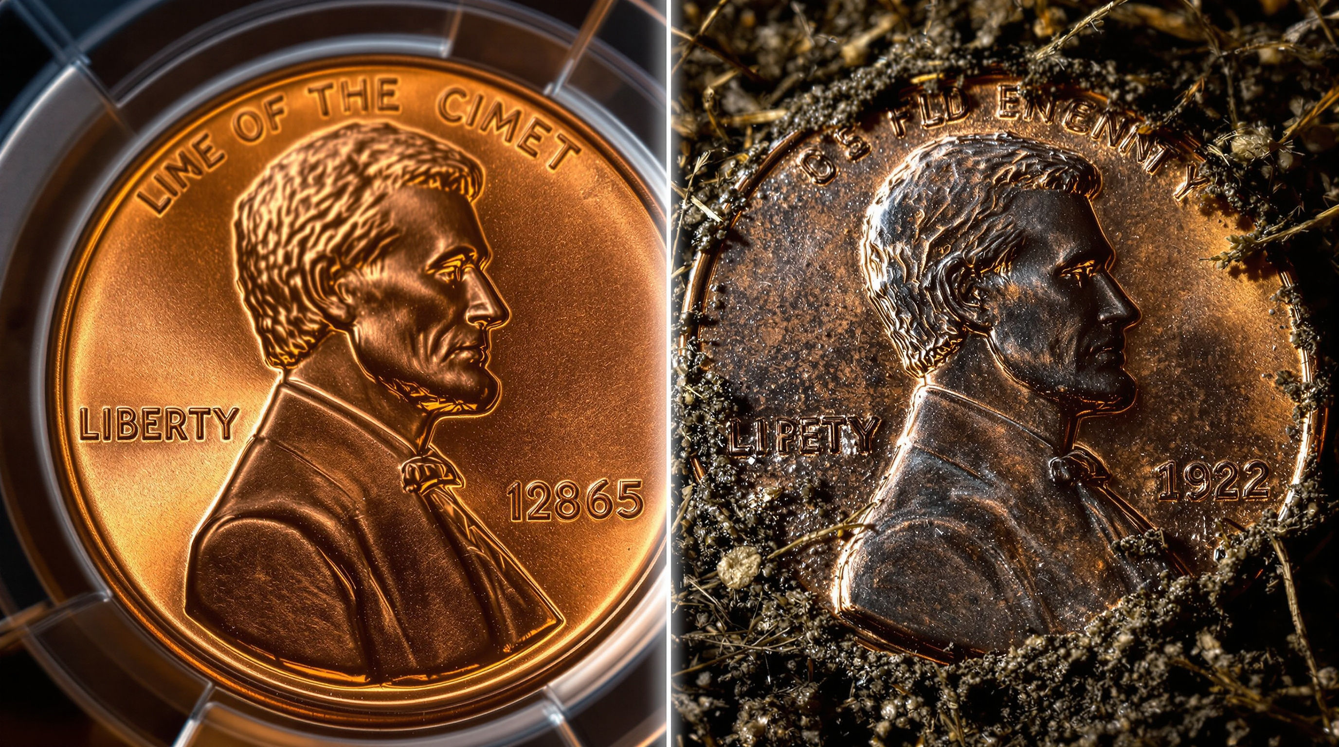 1982-D penny showing signs of wear and mint state conditions