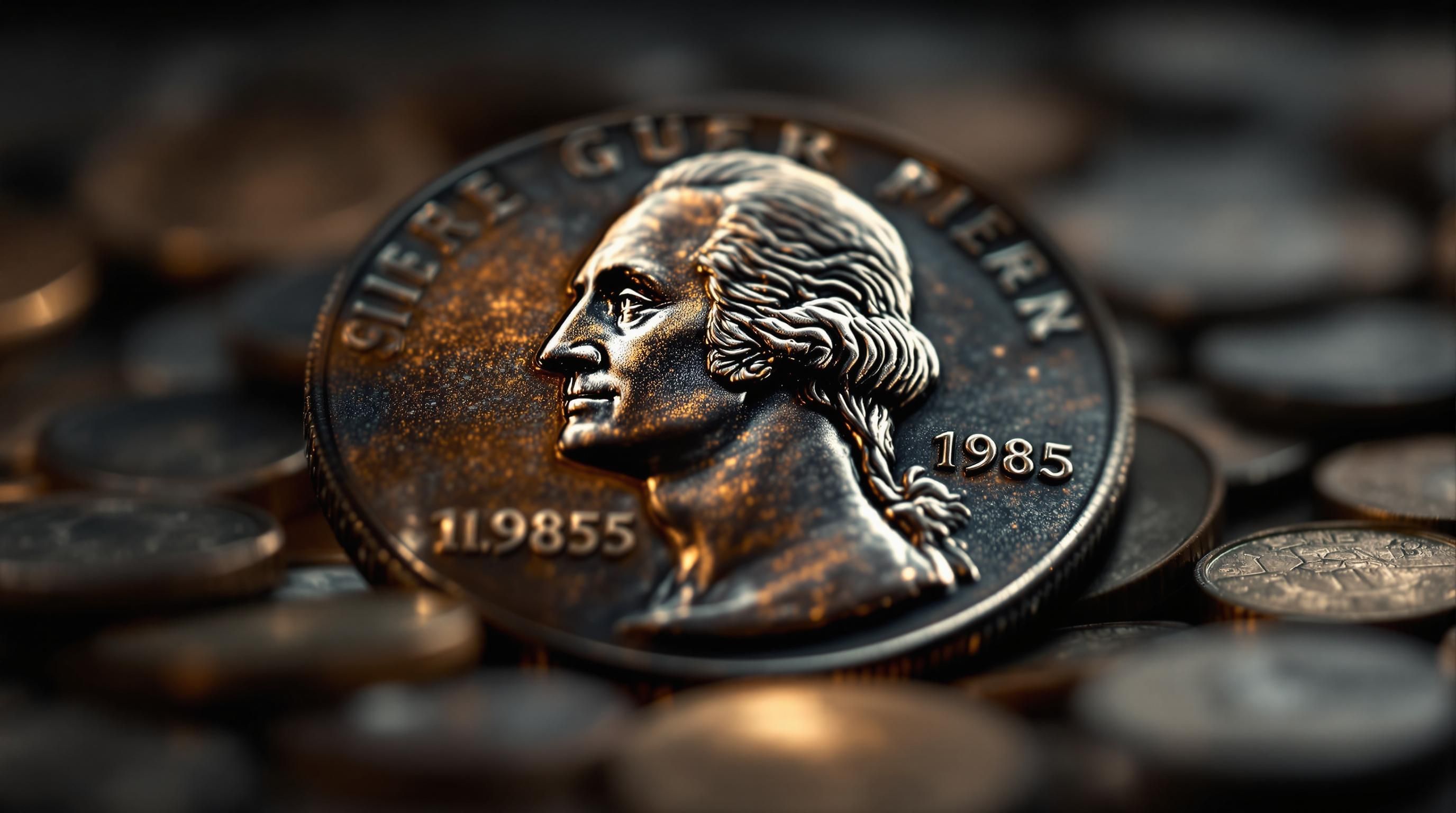 1985 Washington Quarter showing obverse and reverse with different mint marks