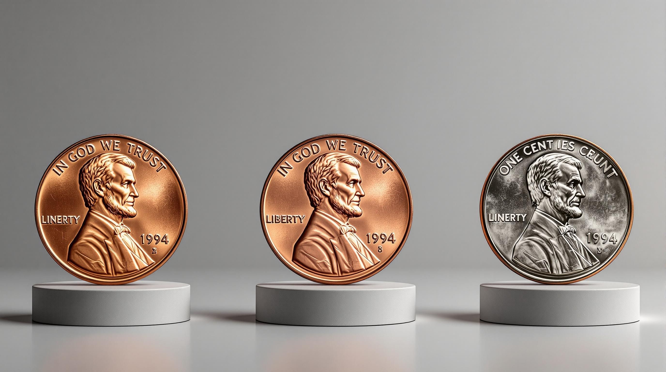 Close-up of a 1994 Lincoln cent showing Abraham Lincoln’s profile and memorial reverse