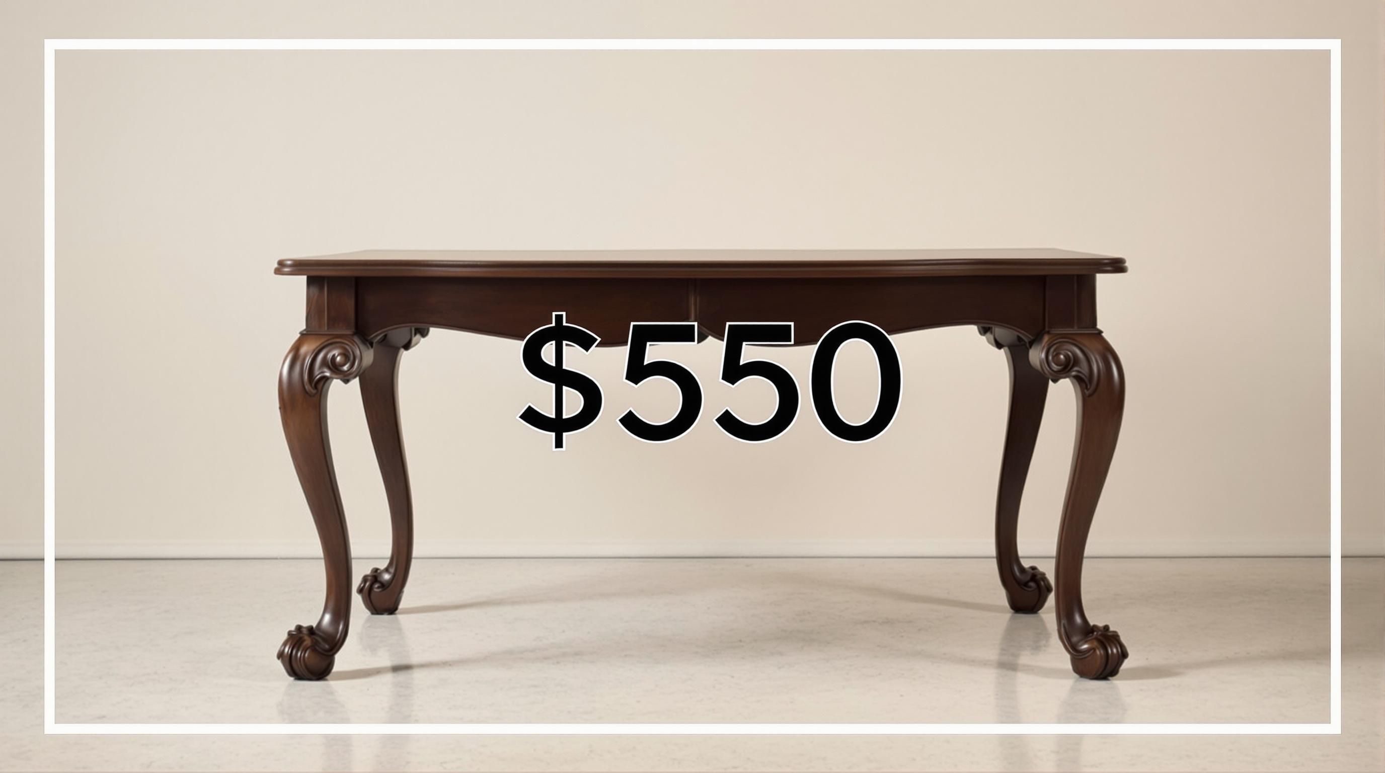 Detail of antique claw foot table construction features