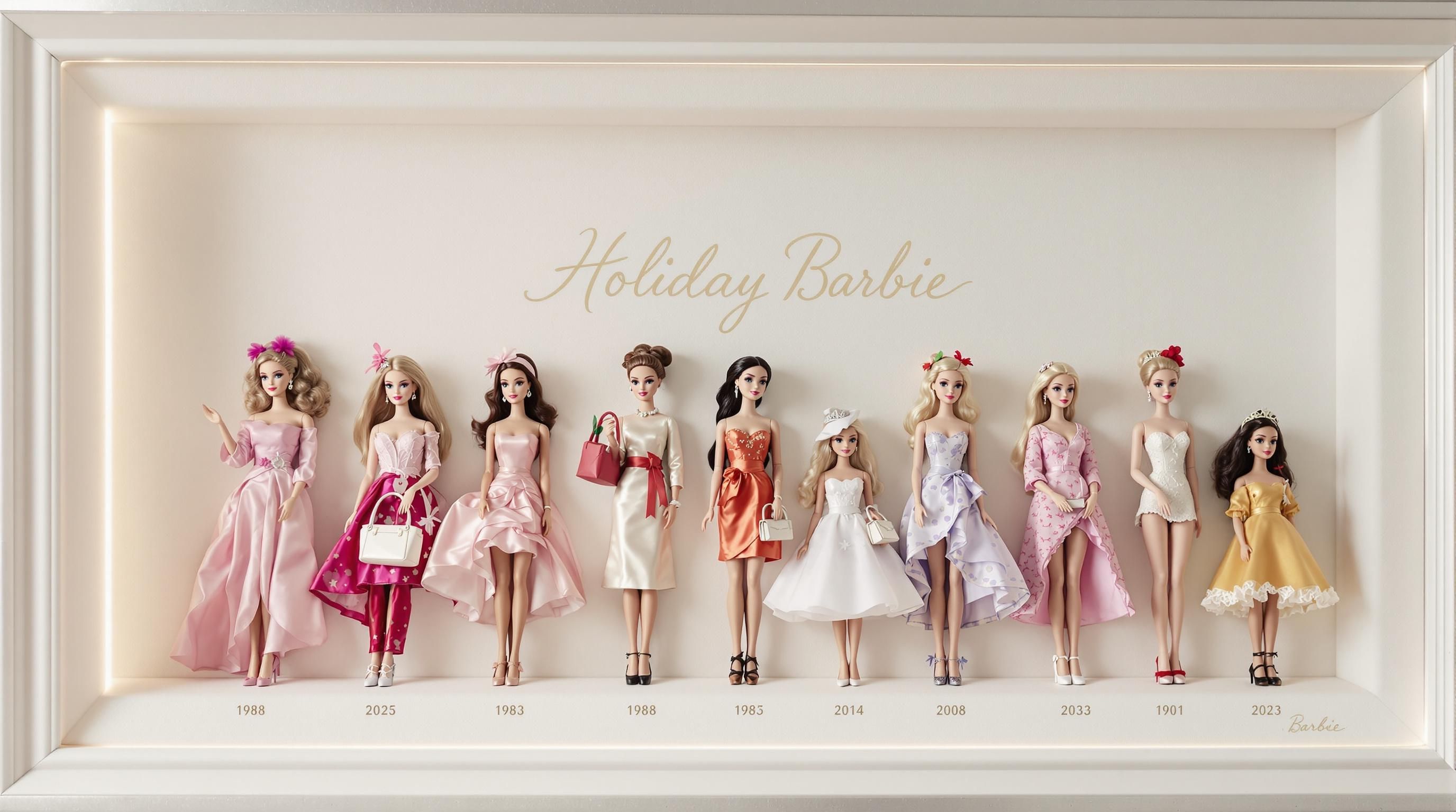 Close-up of a rare Holiday Barbie variant with special edition packaging