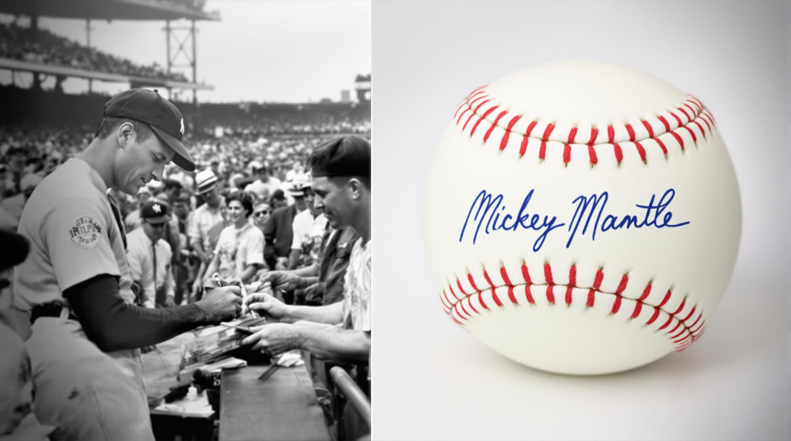 Mickey Mantle signed baseball in display case