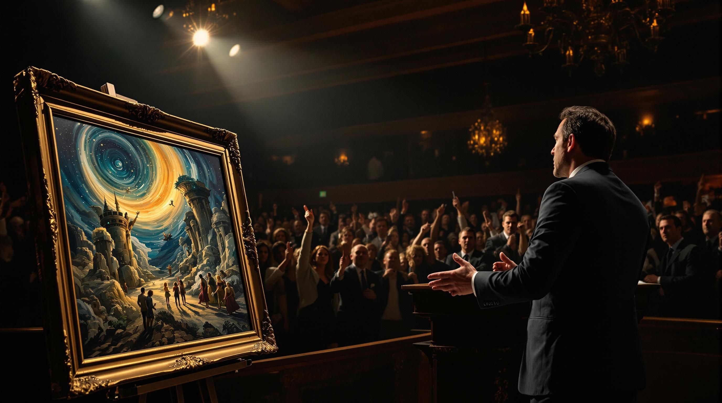 Art appraiser examining a painting’s signature and provenance documents