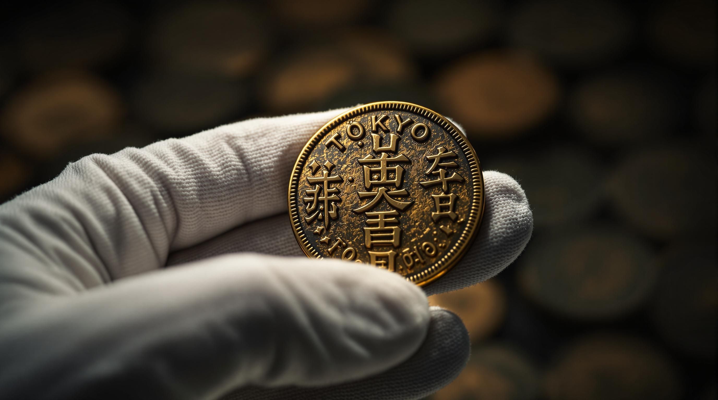 Japanese Pachislo token with slot machine visible in background