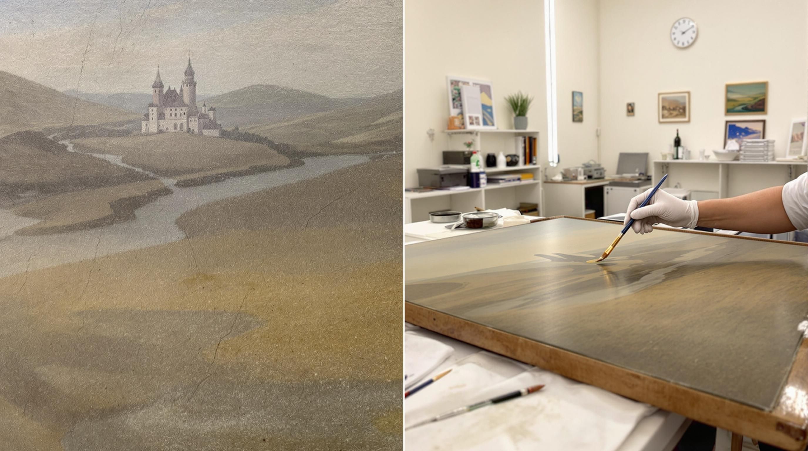 Different painting styles and mediums displayed for comparison