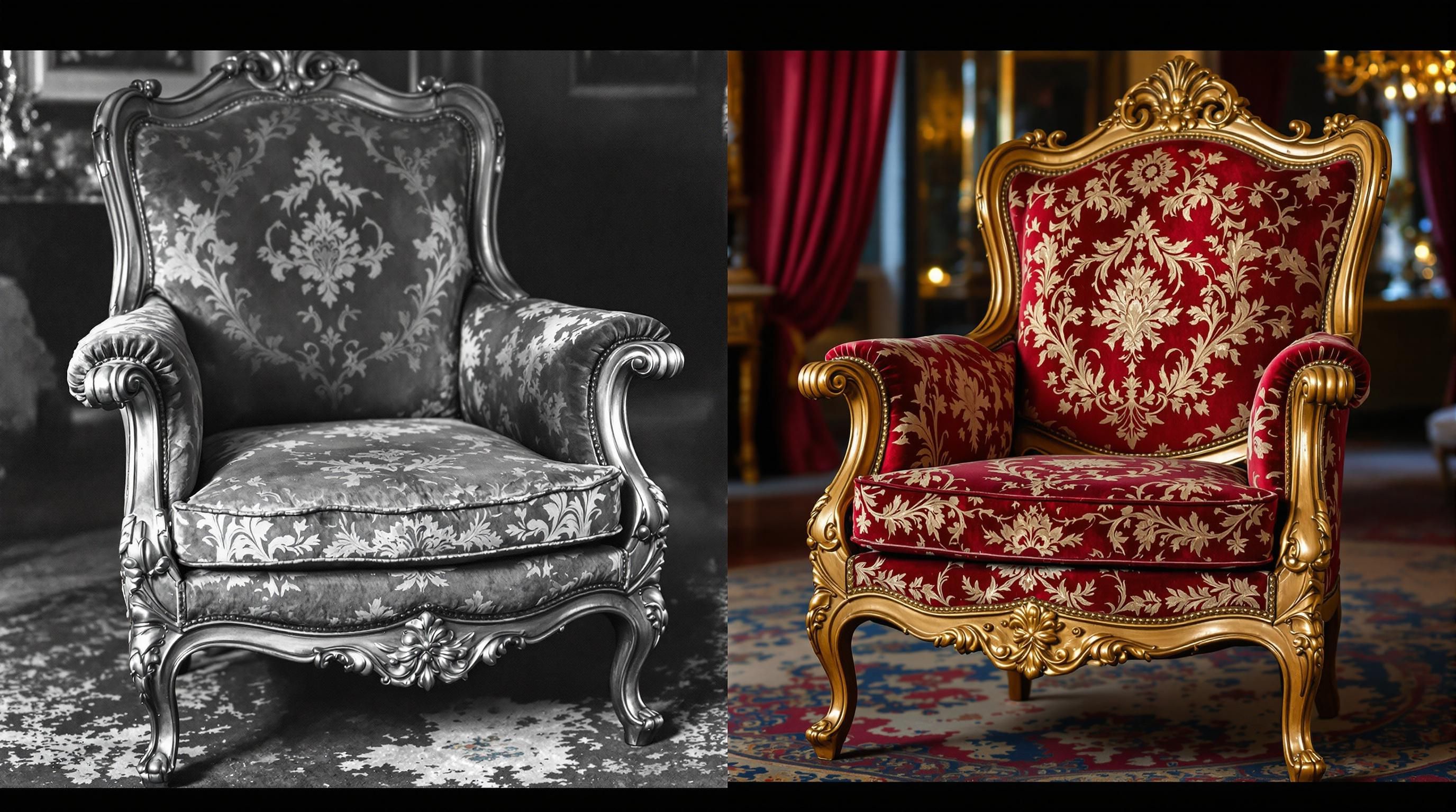 Antique furniture in modern home setting showing practical use