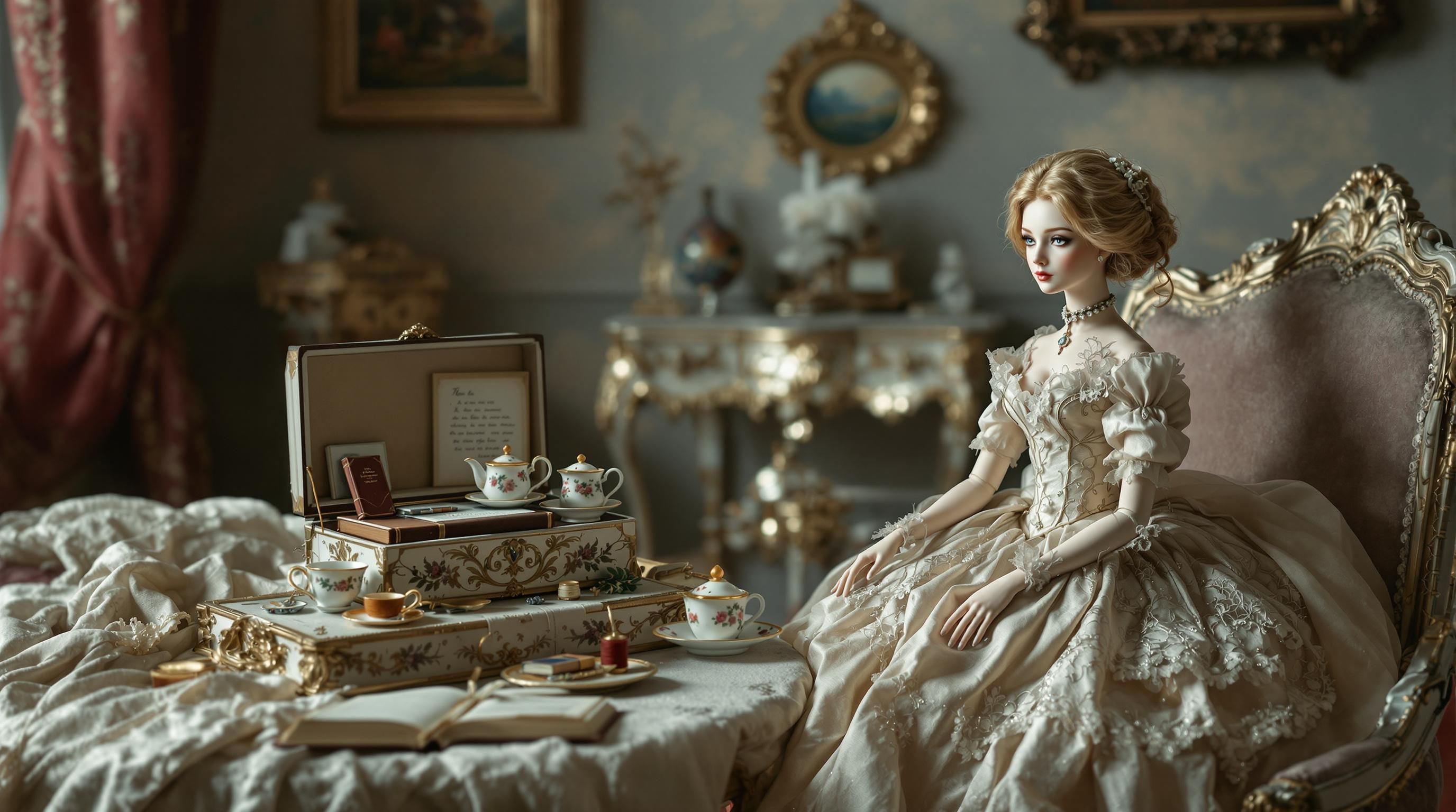 German character doll with expressive features and traditional costume