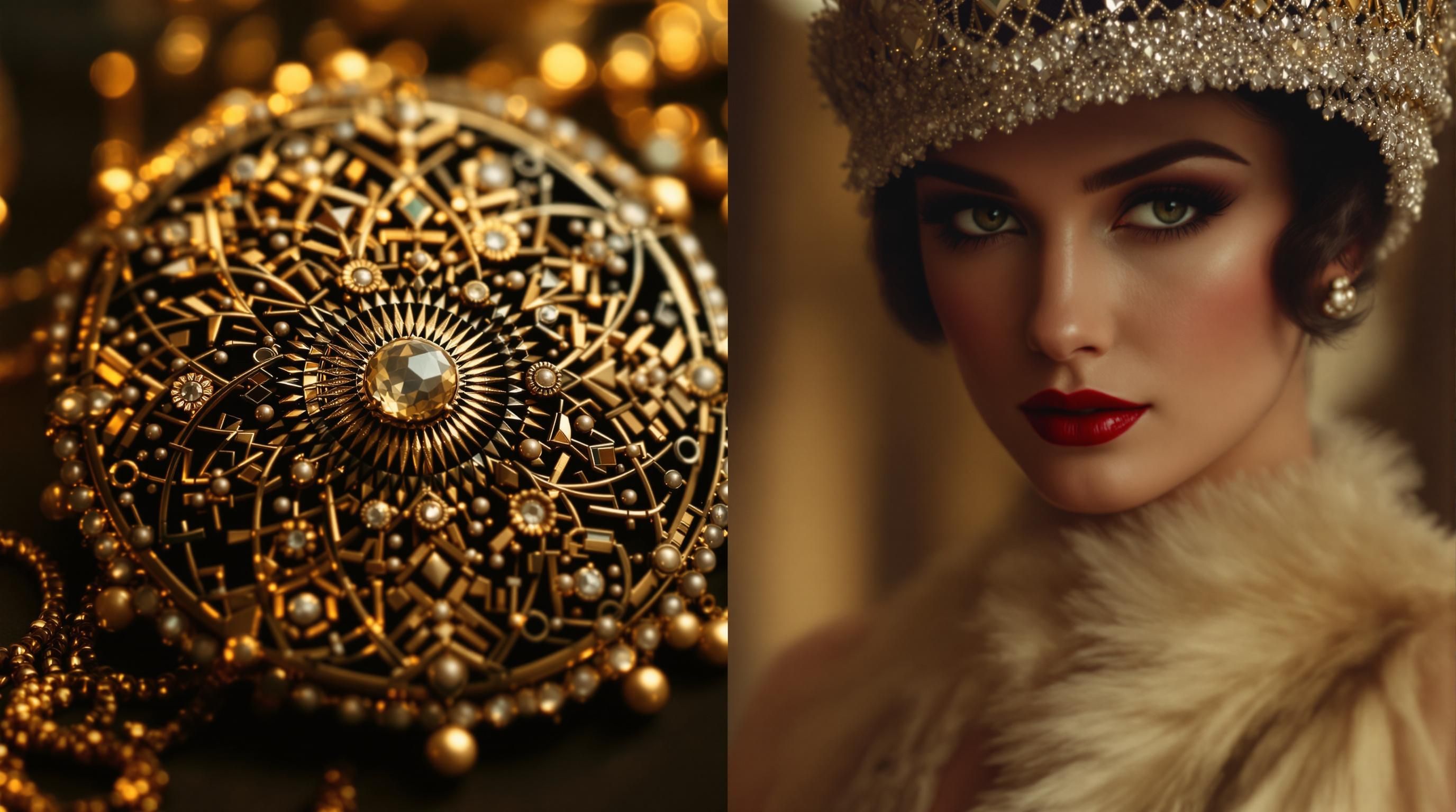 Multiple antique brooches arranged to show different style periods from Victorian to Art Deco