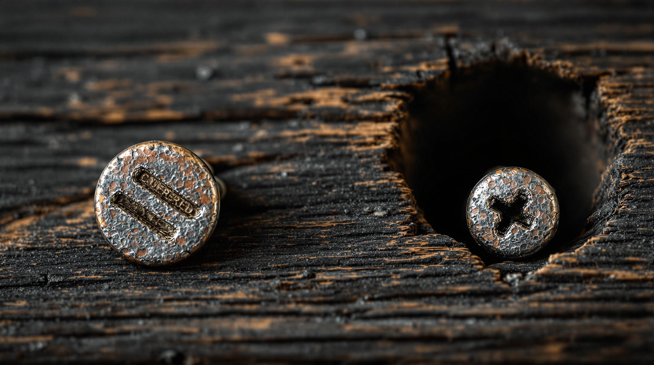 Collection of historical antique screws showing different head types, threading patterns, and manufacturing techniques for identification