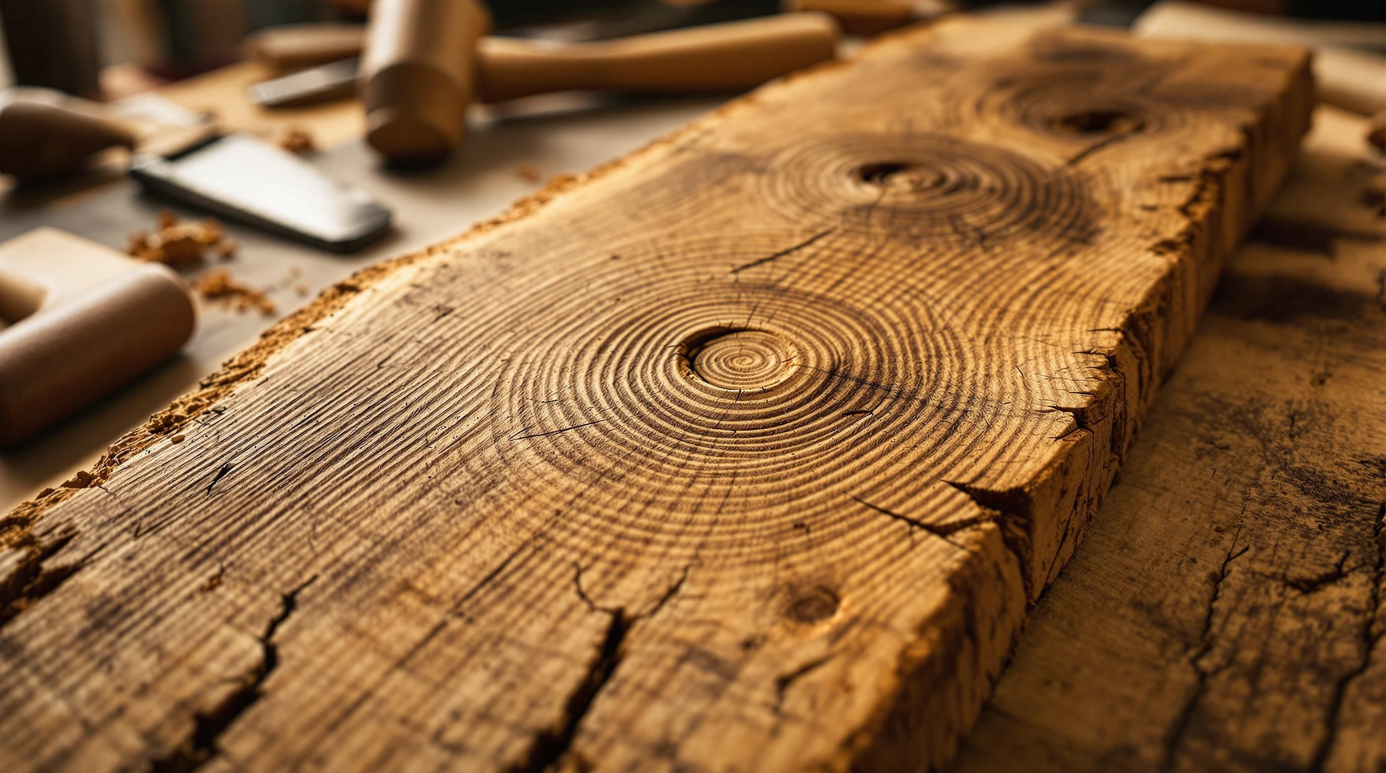 Detailed close-up of antique wooden furniture showcasing distinctive grain patterns and wood textures for identification