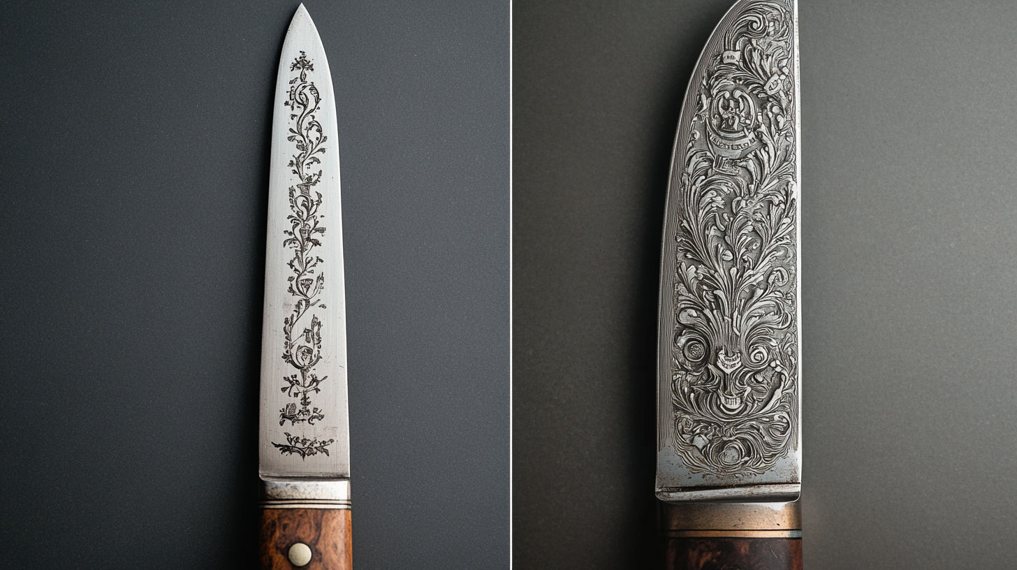 Various knife blade markings from different manufacturers