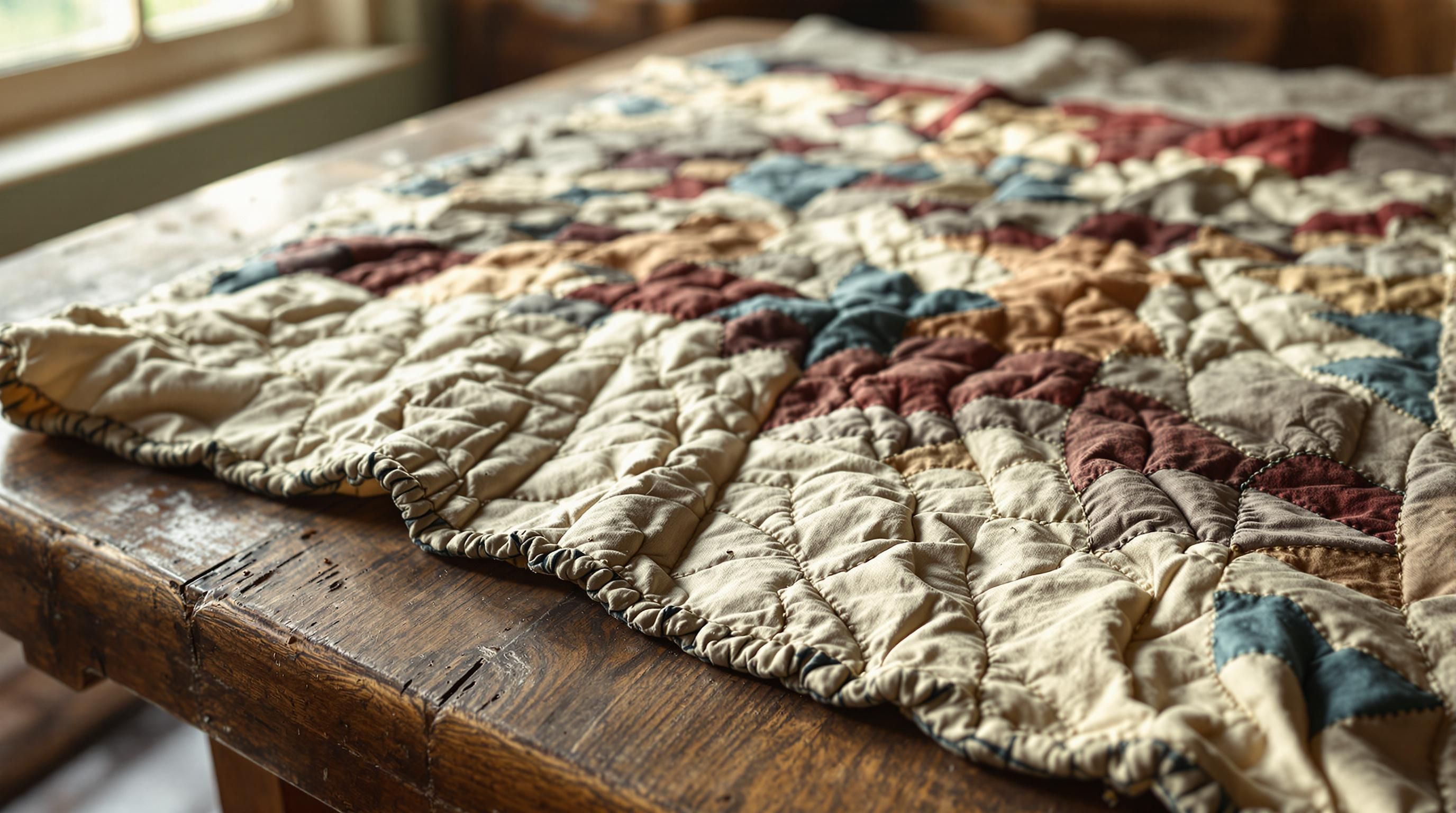 Vintage star pattern patchwork quilt with traditional American design elements