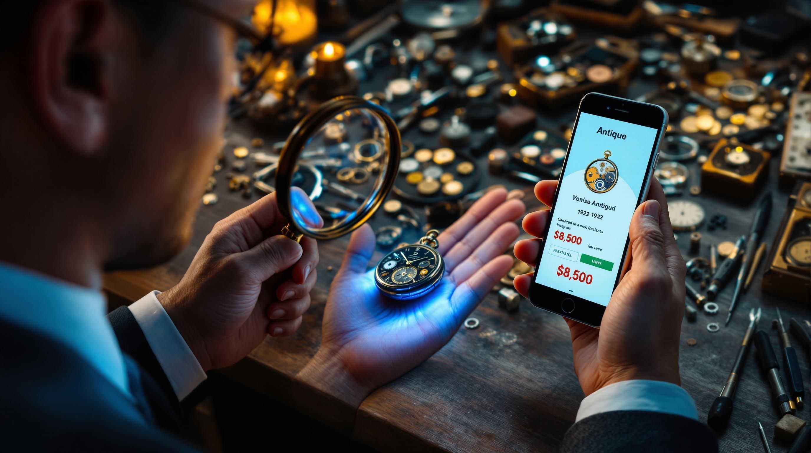 Comparison of app identification result with actual antique item