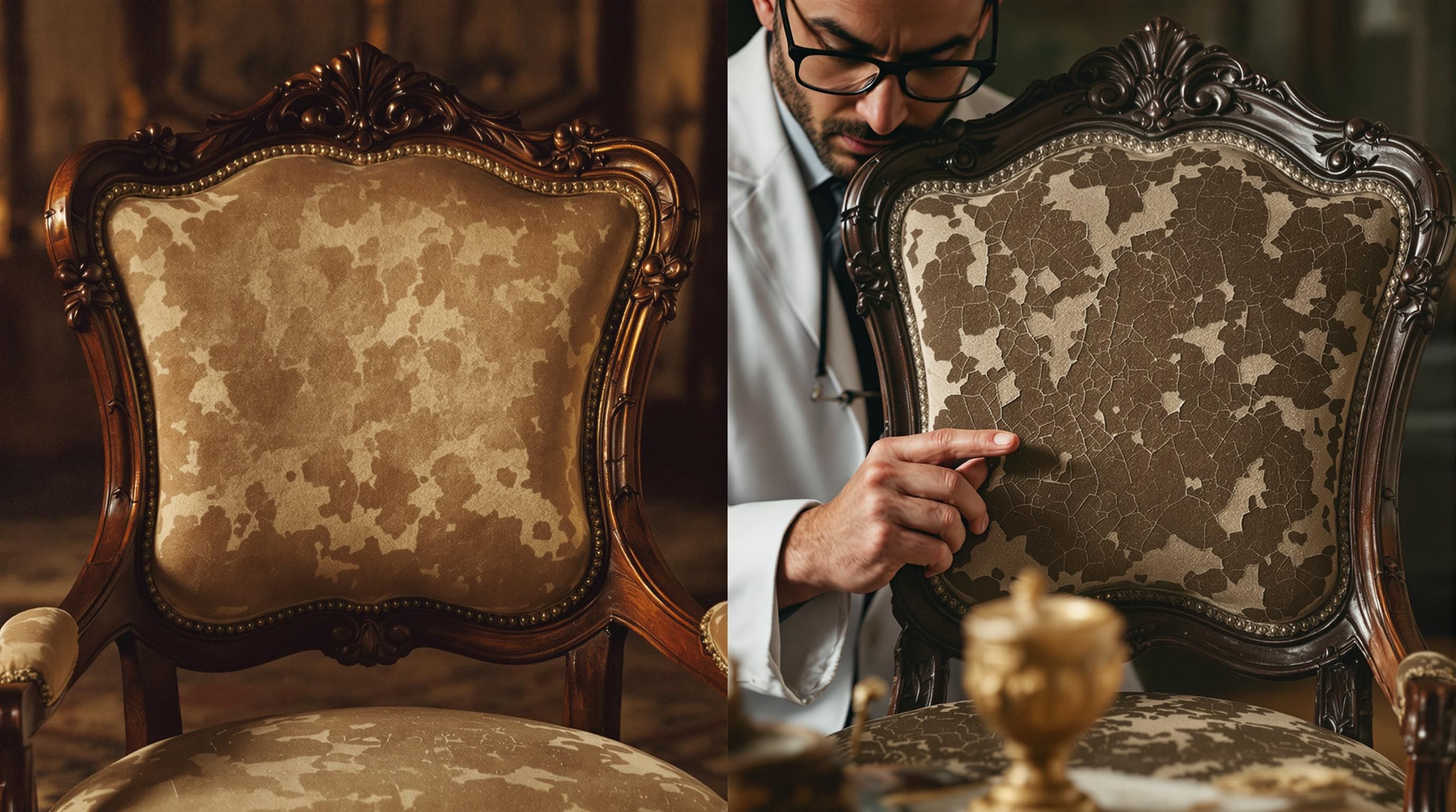 Antique appraiser documenting furniture details on a formal appraisal document