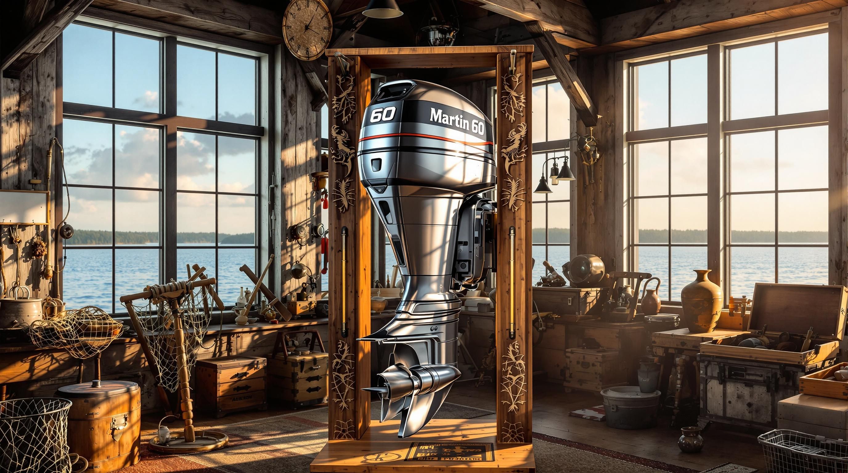A Martin 60 outboard motor with original documentation and owner’s manual