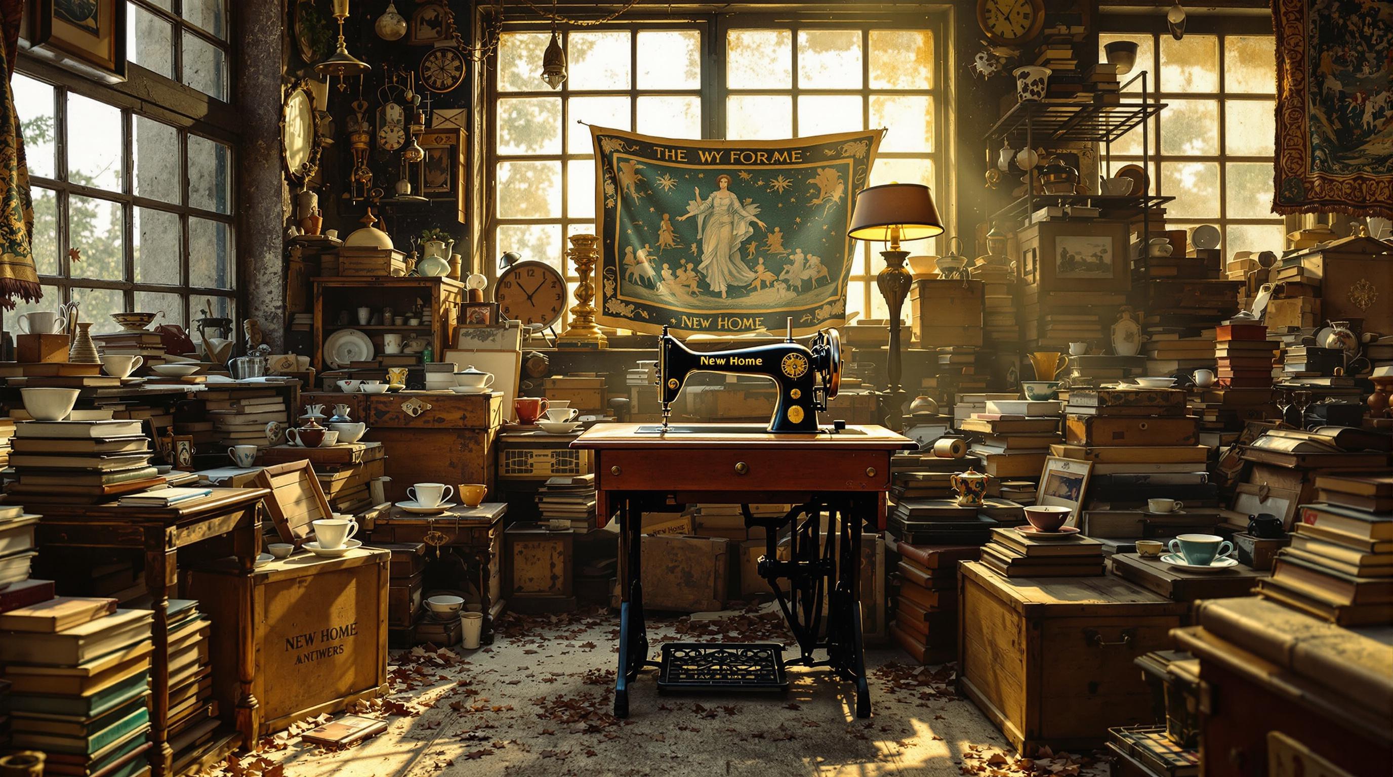 New Home sewing machine with ornate gold decals from the early 1900s