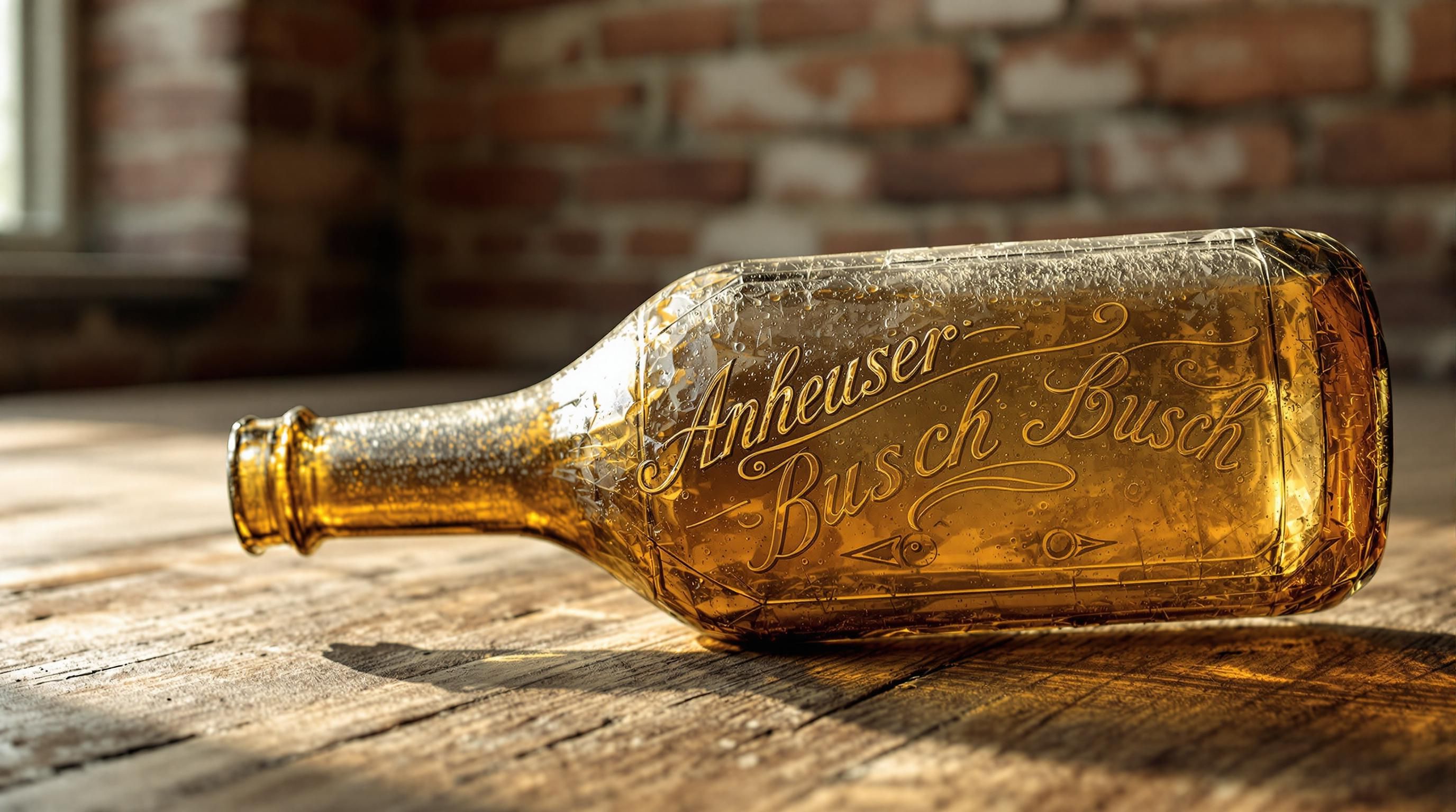 Valuable vintage Anheuser-Busch beer bottles collection showing historical designs from different eras