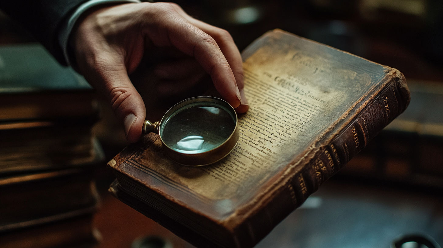 Collection of antique leather-bound books with gilt detailing