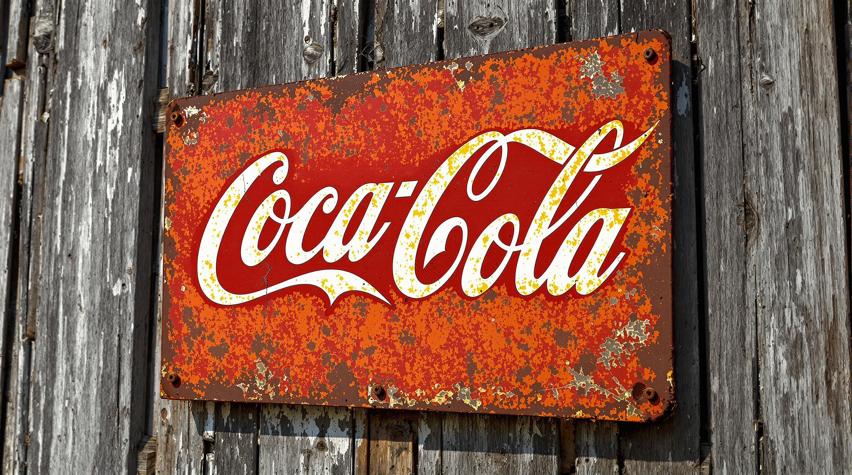 Rare vintage Coca-Cola porcelain sign from the 1930s showing the classic red and white logo with pristine condition