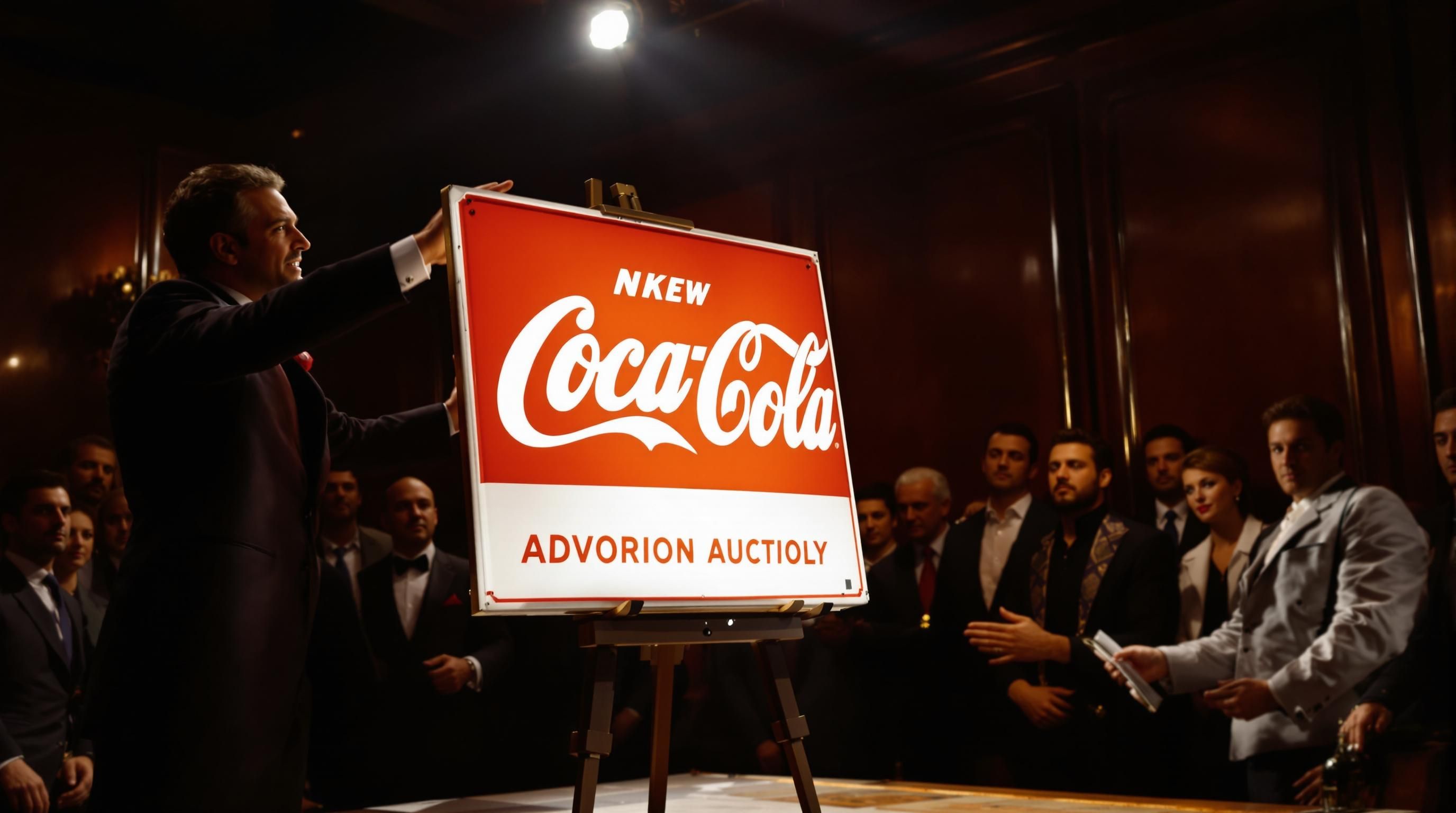 Vintage 1950s metal Coca-Cola button sign with some patina showing authentic age