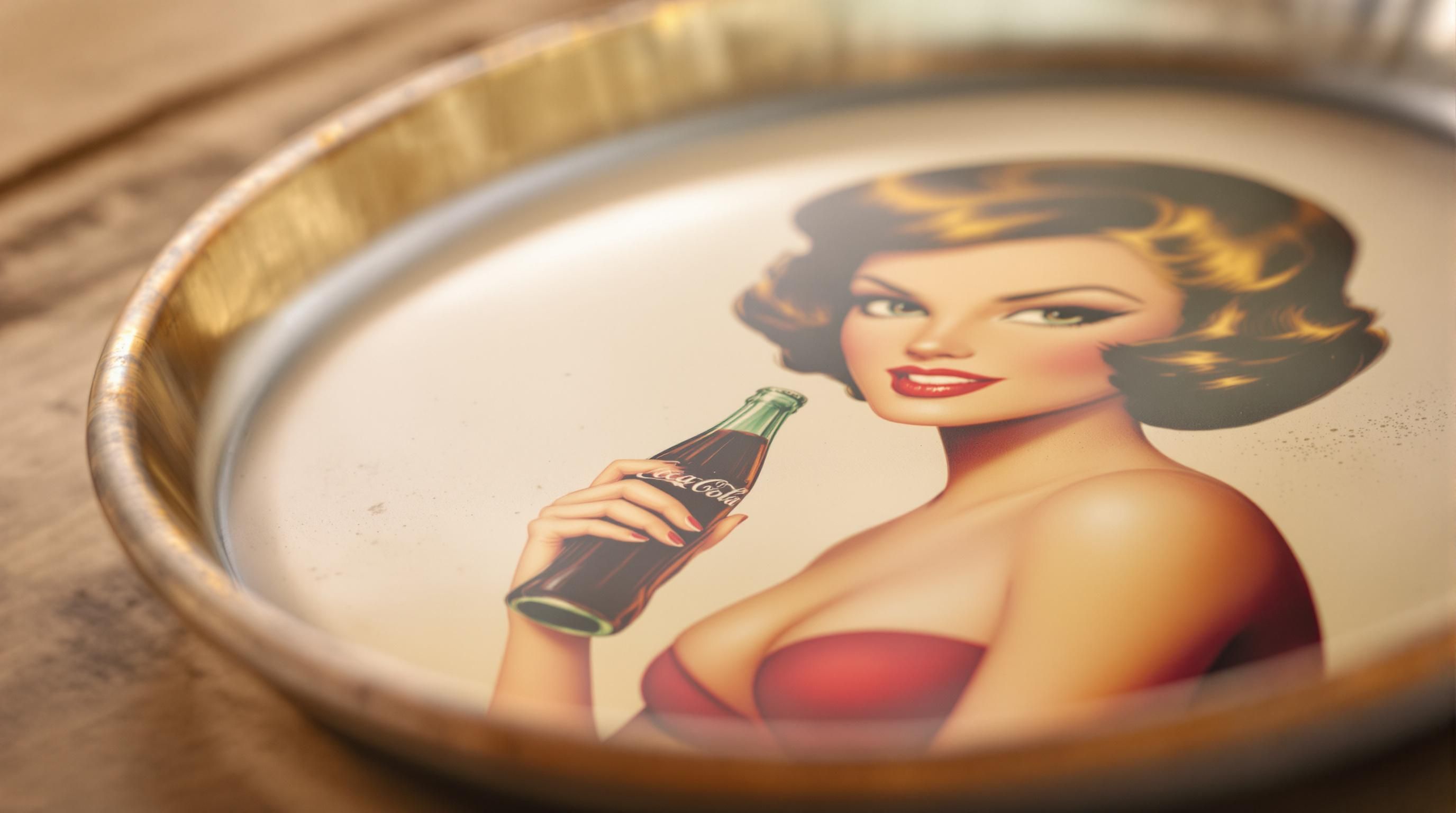 Coca-Cola tray from the mid-20th century showing vibrant colors and nostalgic imagery