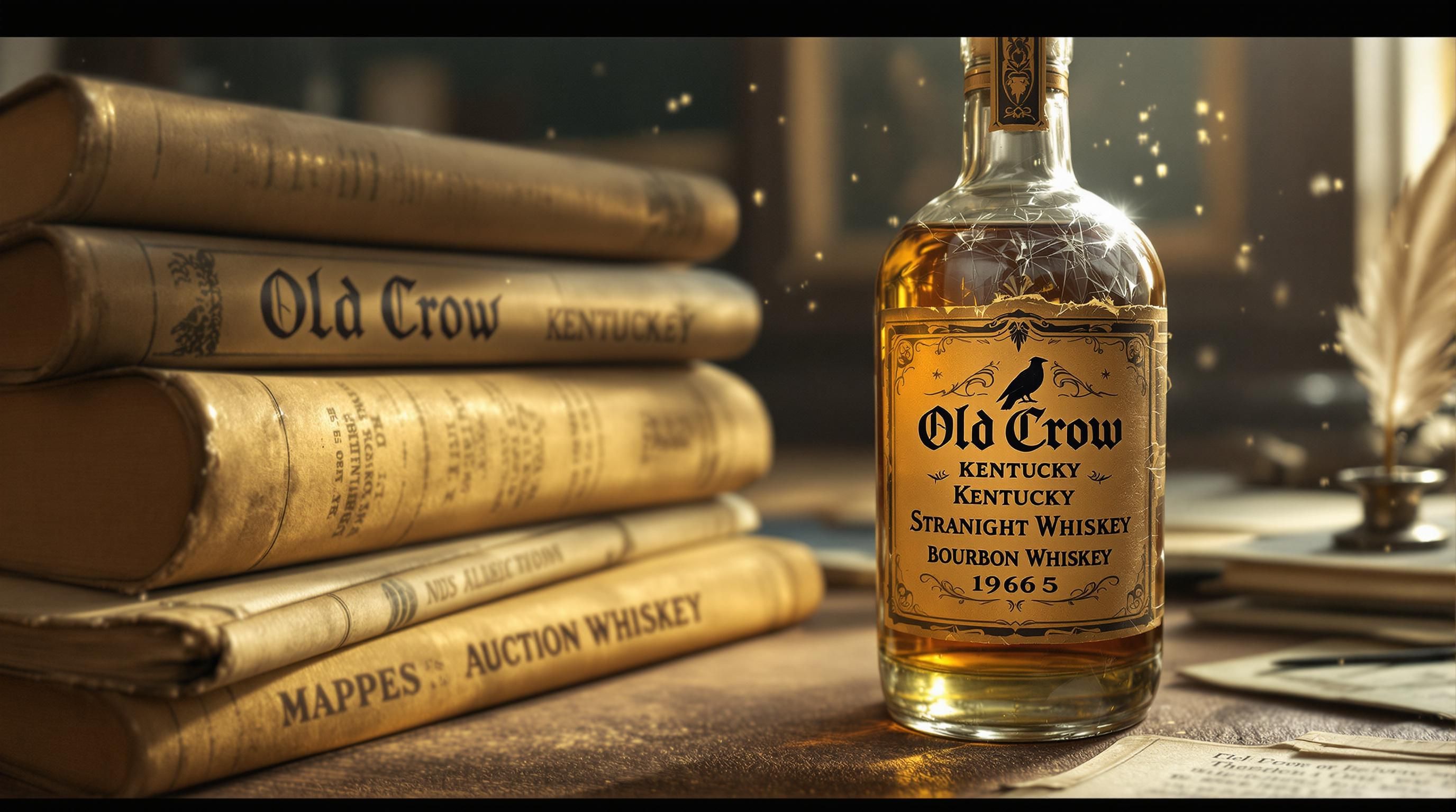 Vintage Old Crow Kentucky Straight Bourbon Whiskey bottle with original label and tax stamp