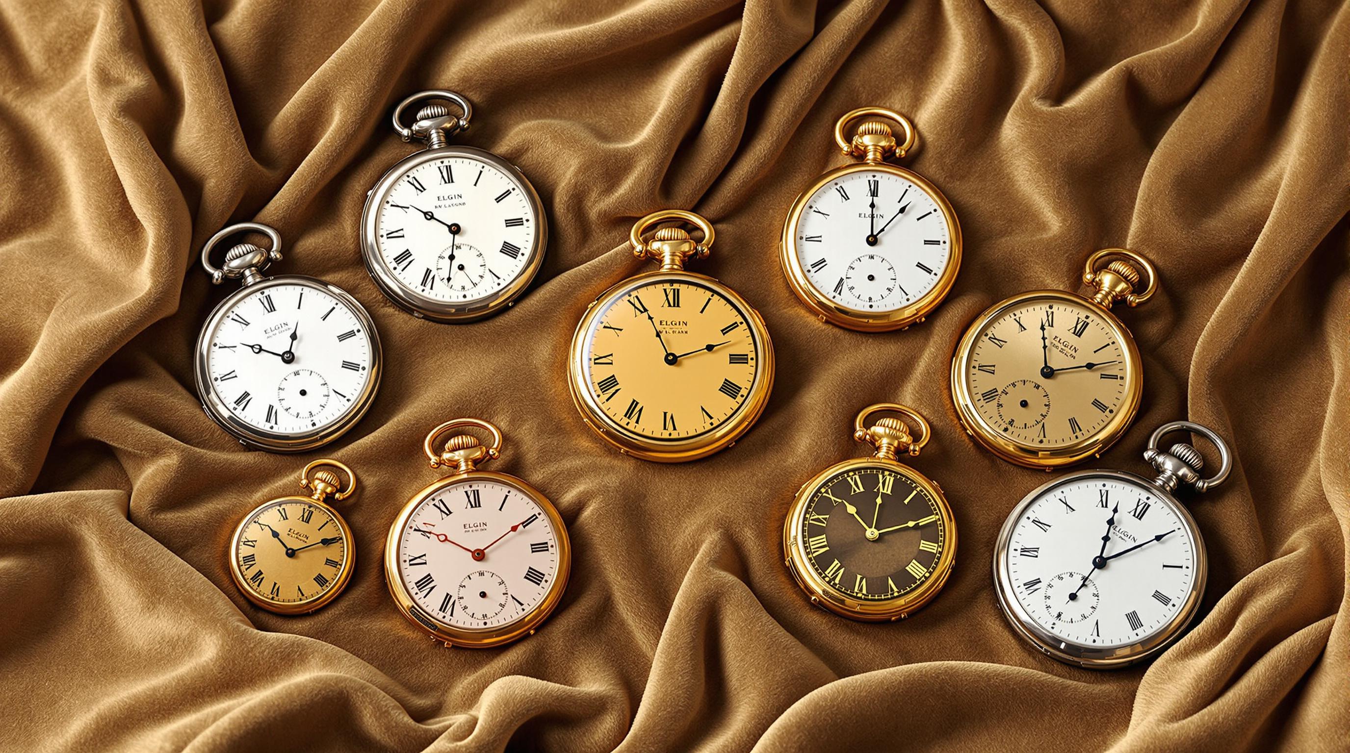 Ornate gold Elgin pocket watch with carved hunter case and intricate details