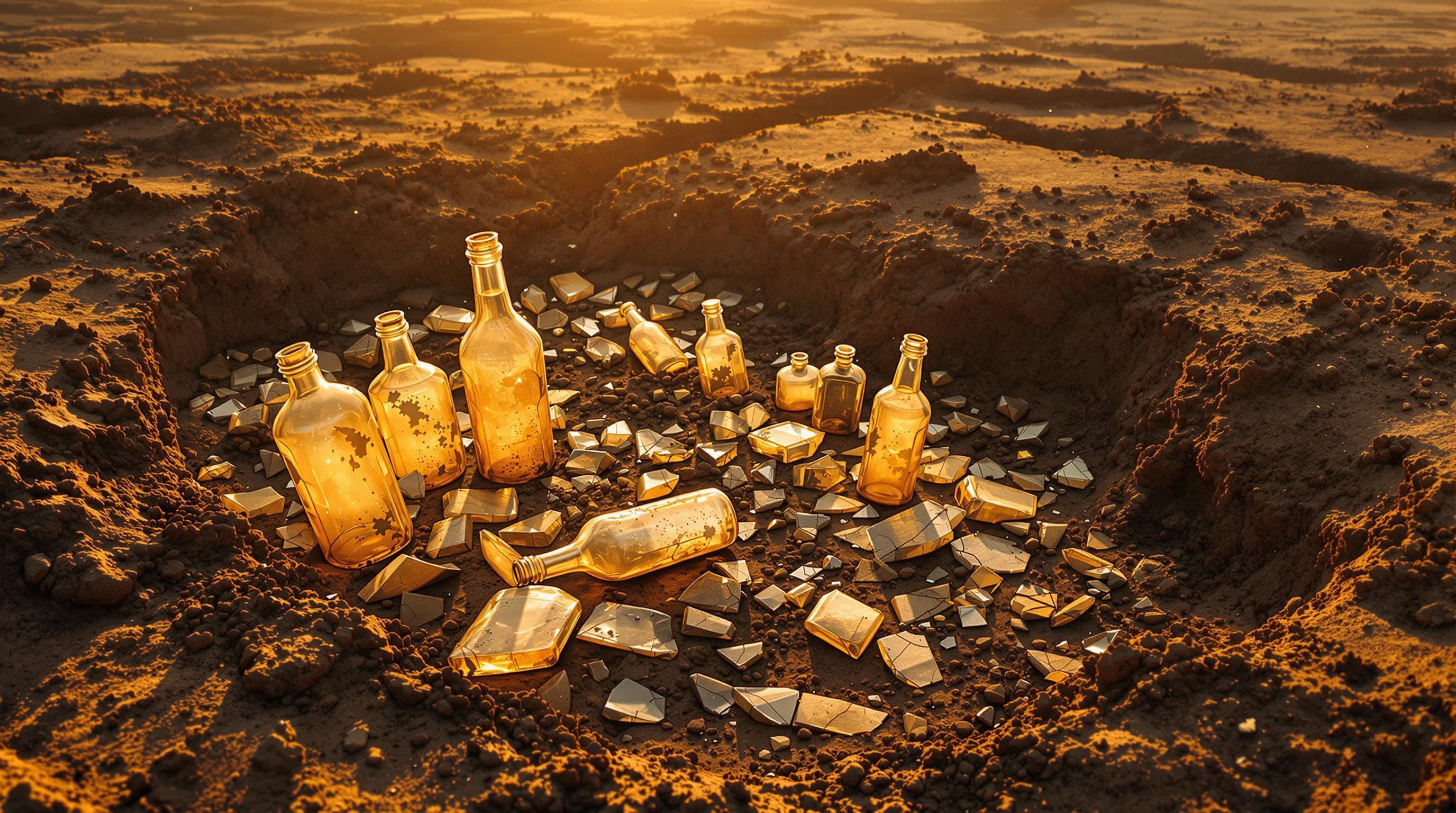 Collection of various antique bottle types including medicine, whiskey, and soda bottles