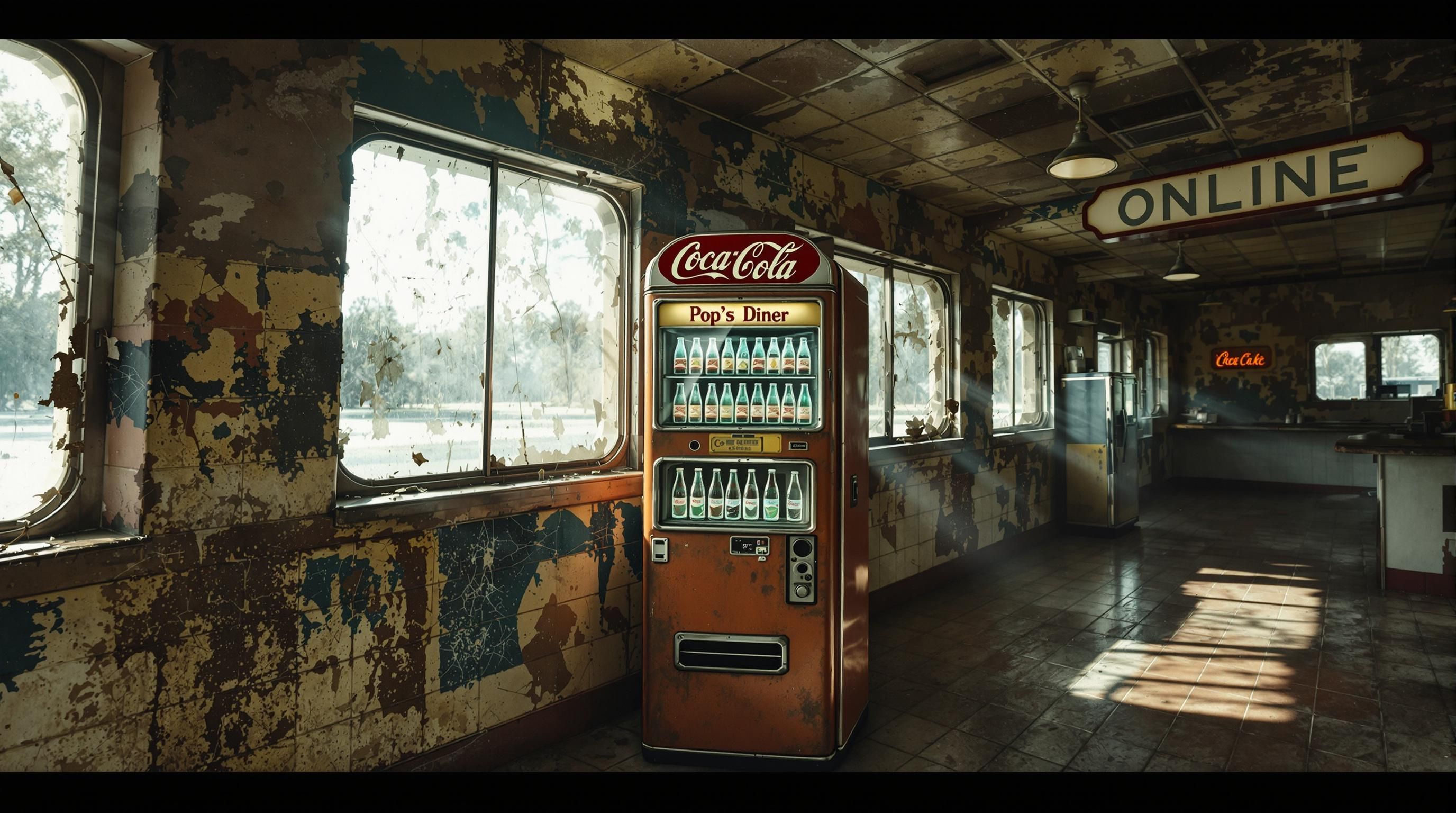 Display of rare color variations in vintage Coca-Cola bottles including amber, blue and green specimens