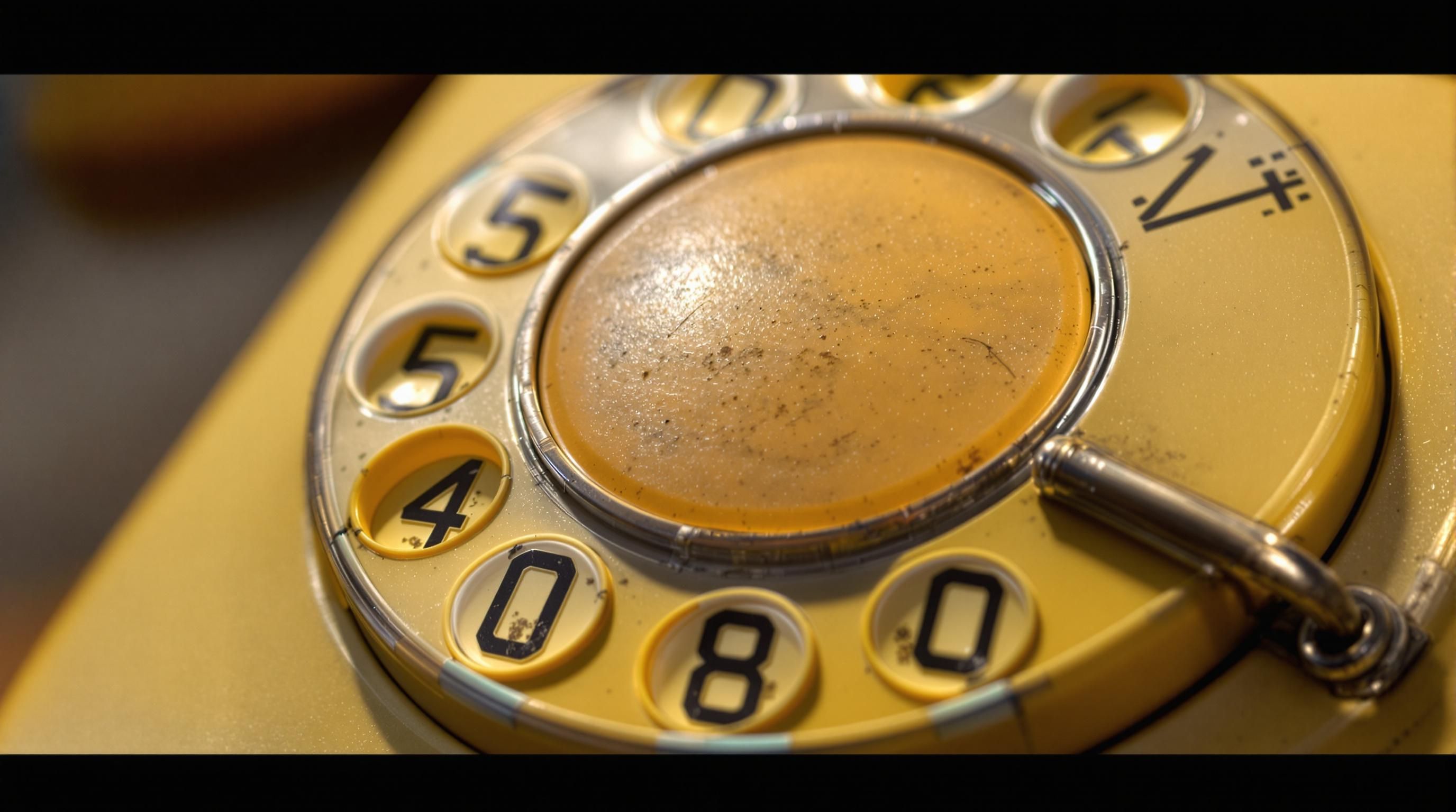 Interior view of rotary telephone showing mechanical components and wiring