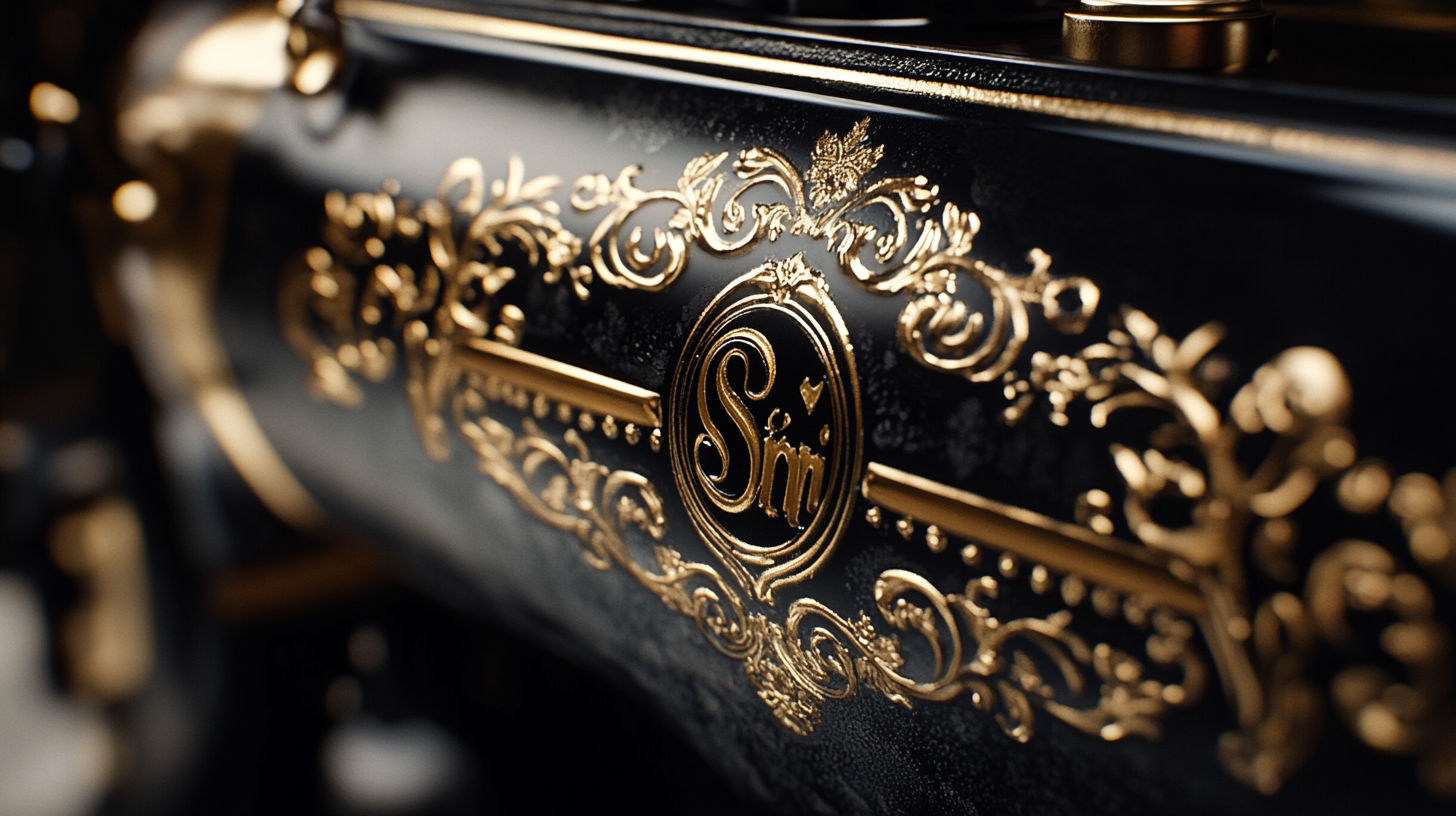 Antique Singer sewing machine with decorative gold decals in original wooden cabinet