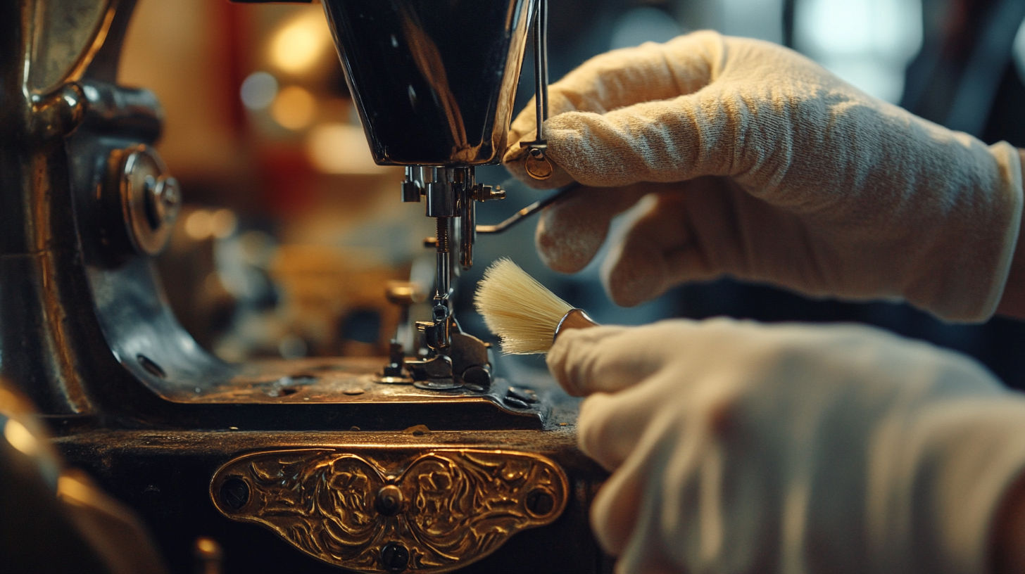 Singer sewing machine in art deco cabinet from 1950s era