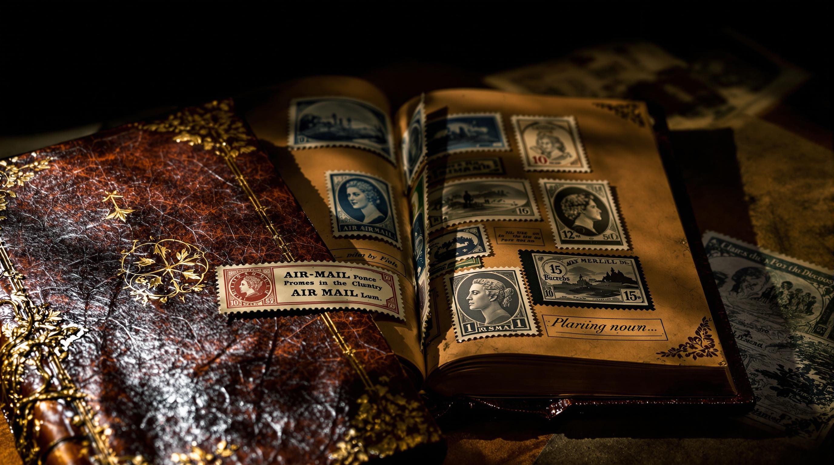 Rare American stamps displayed in a collector’s album with protective sheets