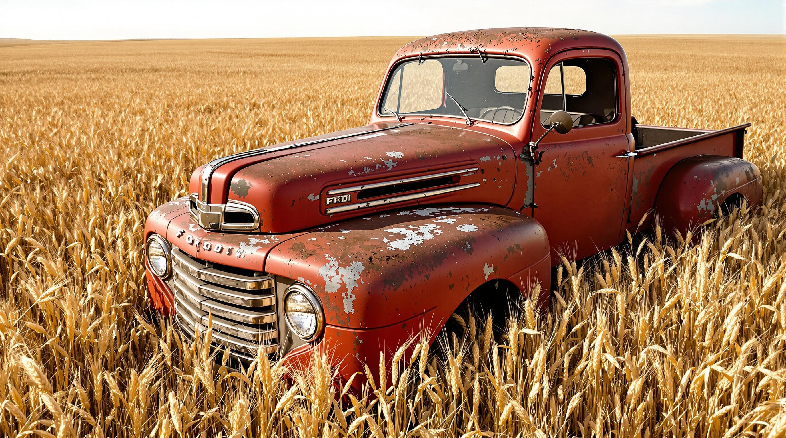 Restored classic Ford truck at car show