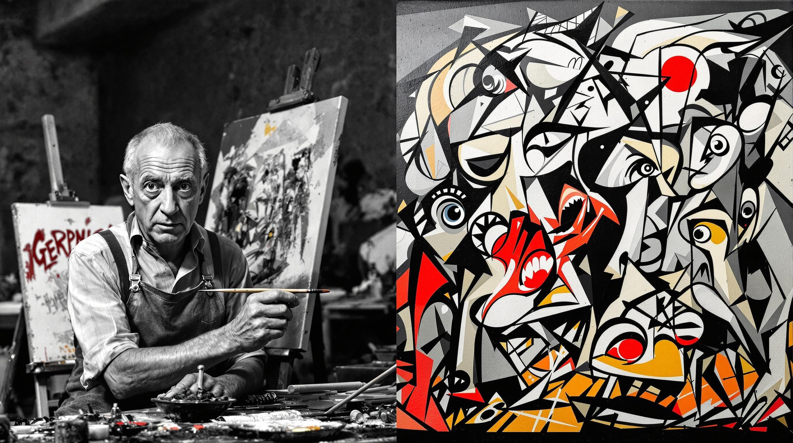Different Picasso artwork examples showing various periods and styles