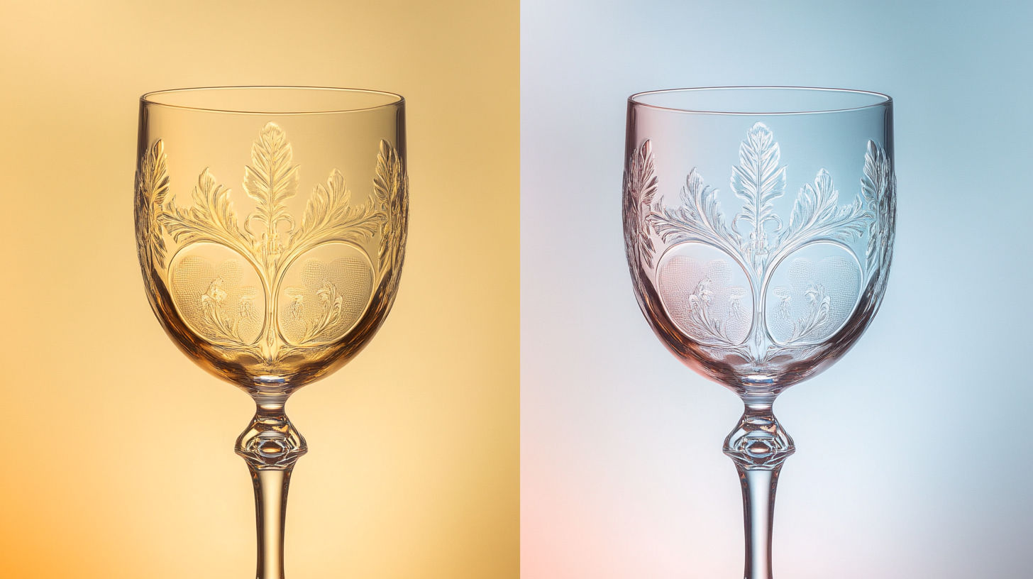 Set of matching rare etched glassware with high collector value