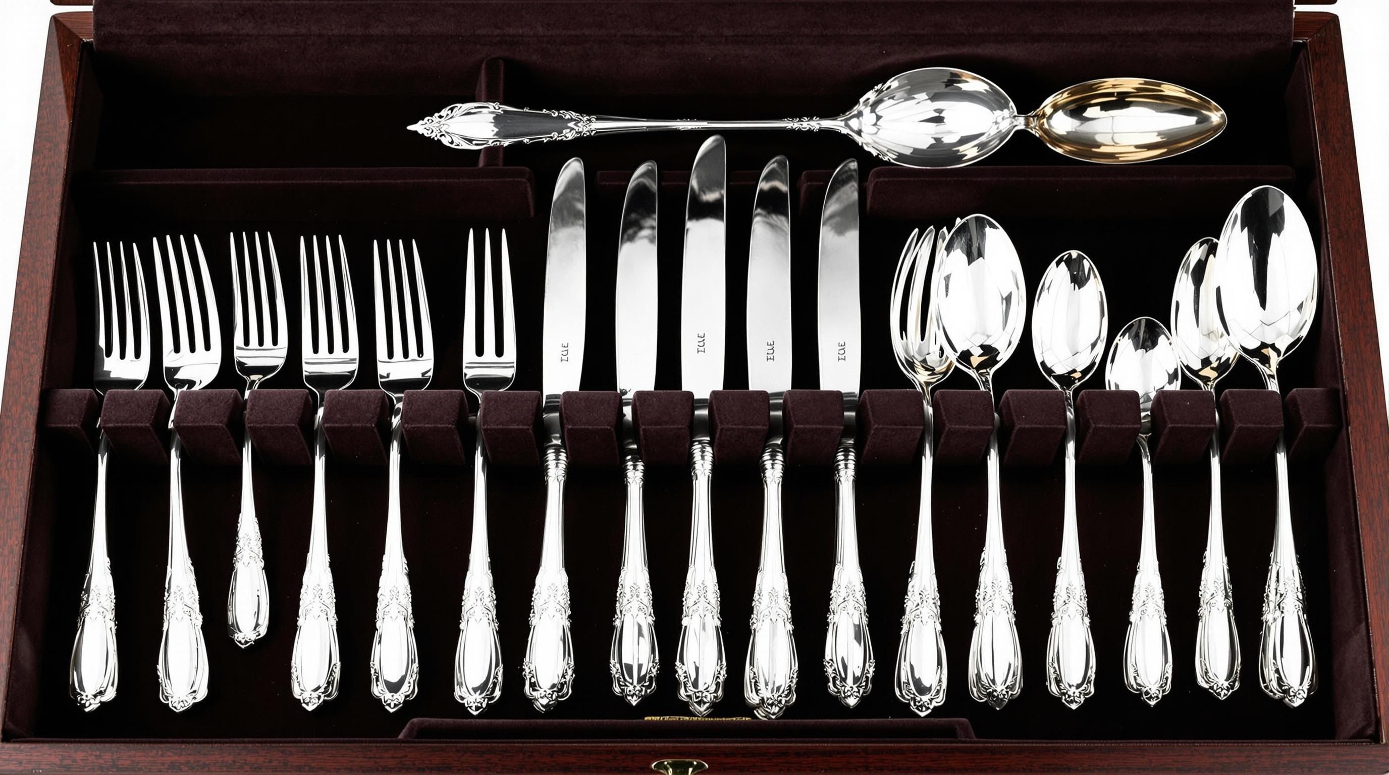 Close-up of Towle hallmark and maker’s mark on Old Master pattern silverware