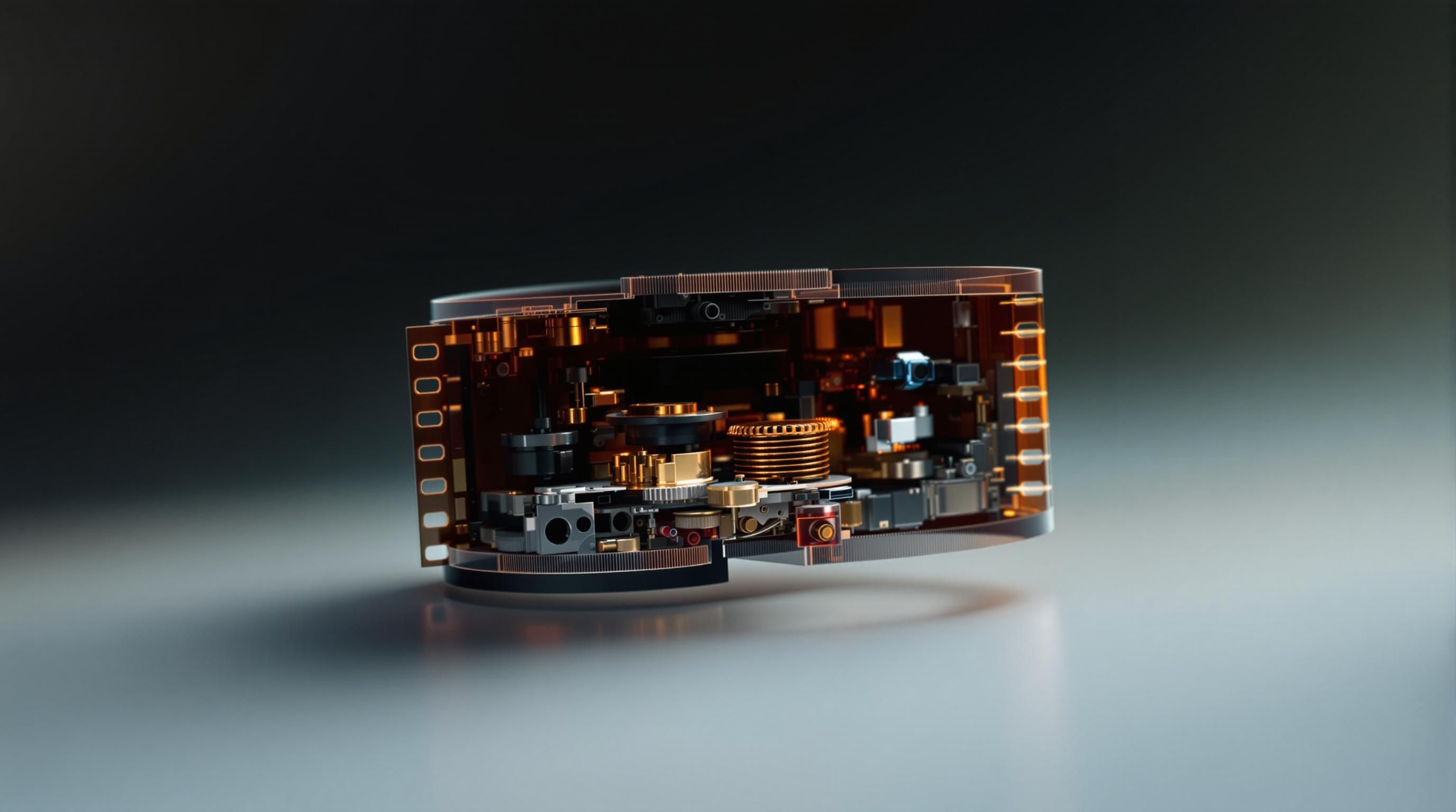 Close-up of camera lens elements showing aperture blades and glass construction
