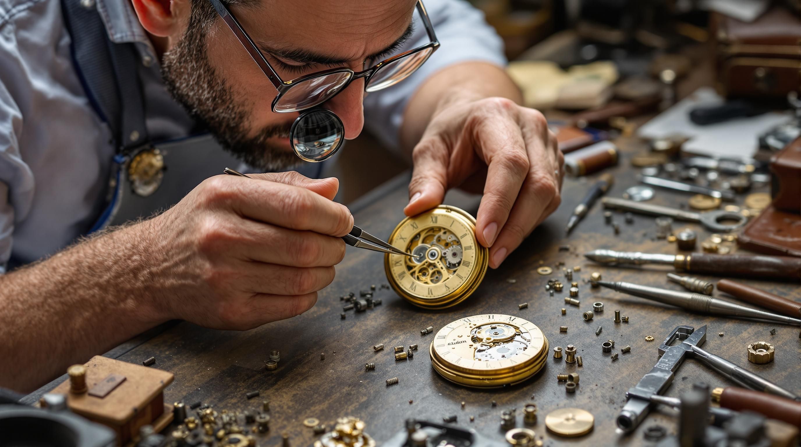 Gold Elgin pocket watch with hunter case and ornate engraving