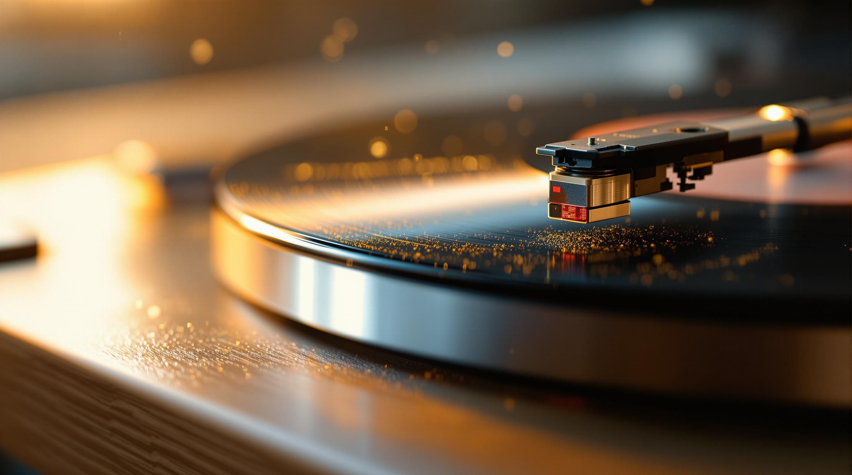 Vintage vinyl record being examined for condition and authenticity