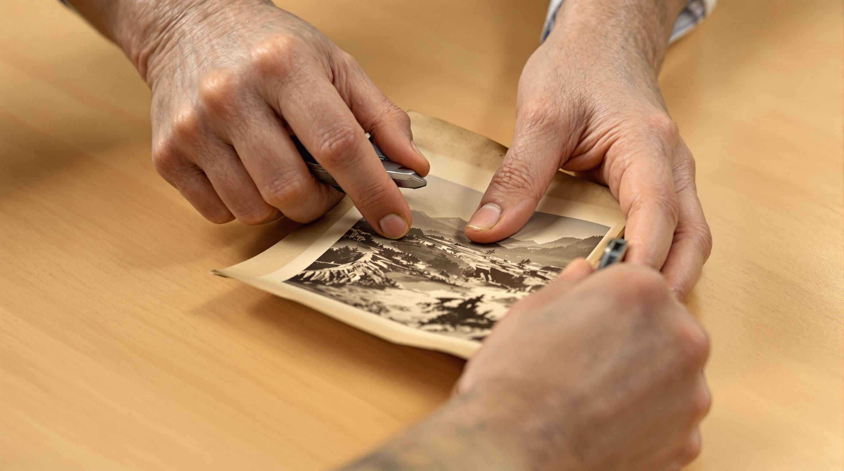 Art appraiser documenting artwork details for appraisal report