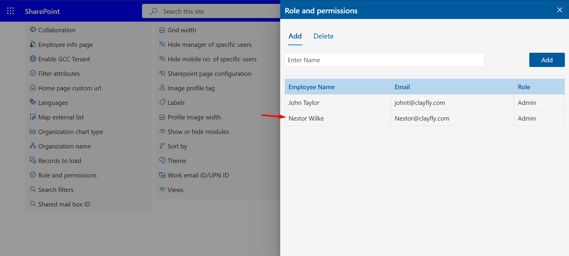 employee roles permission